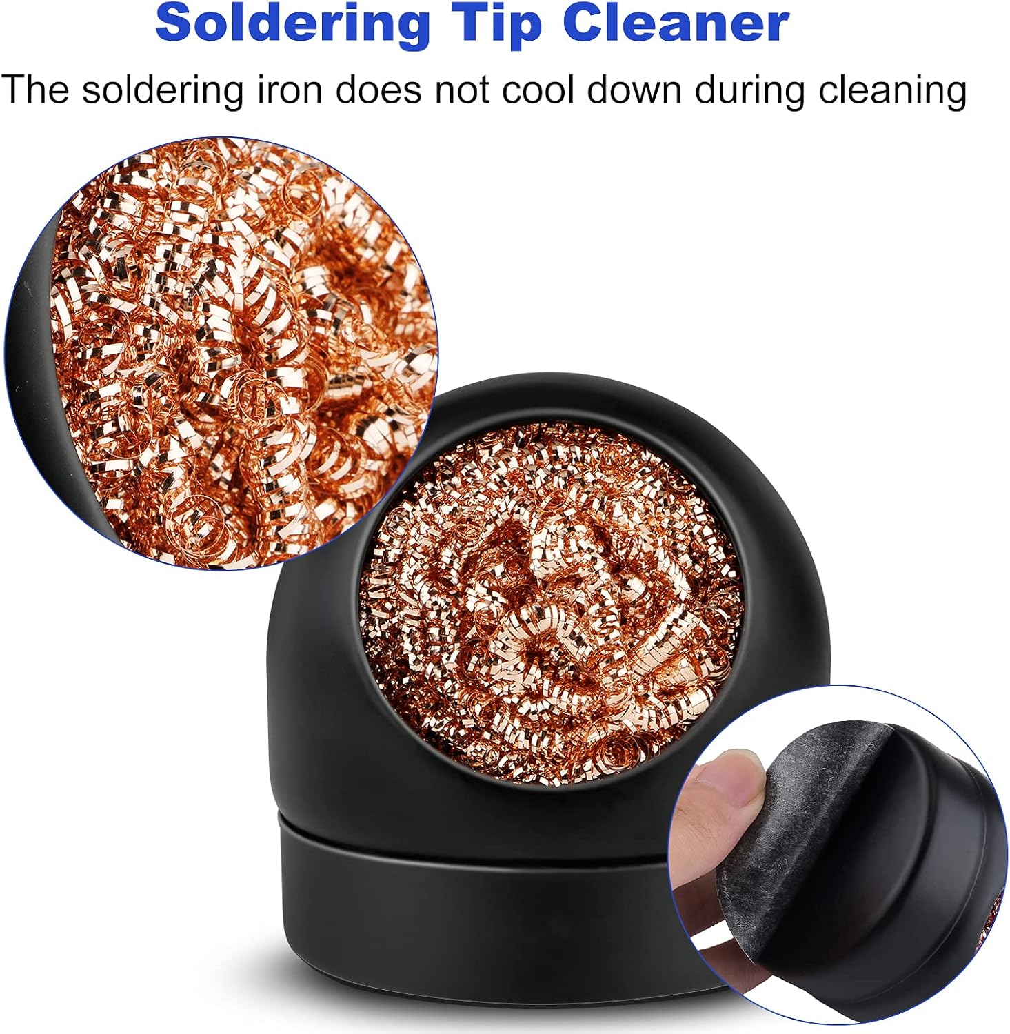 Soldering Iron Tip Cleaner Non-Slip Solder Tip Cleaning Wire Ball & Base Holder Soft Coiled Brass Tip Cleaner Kit