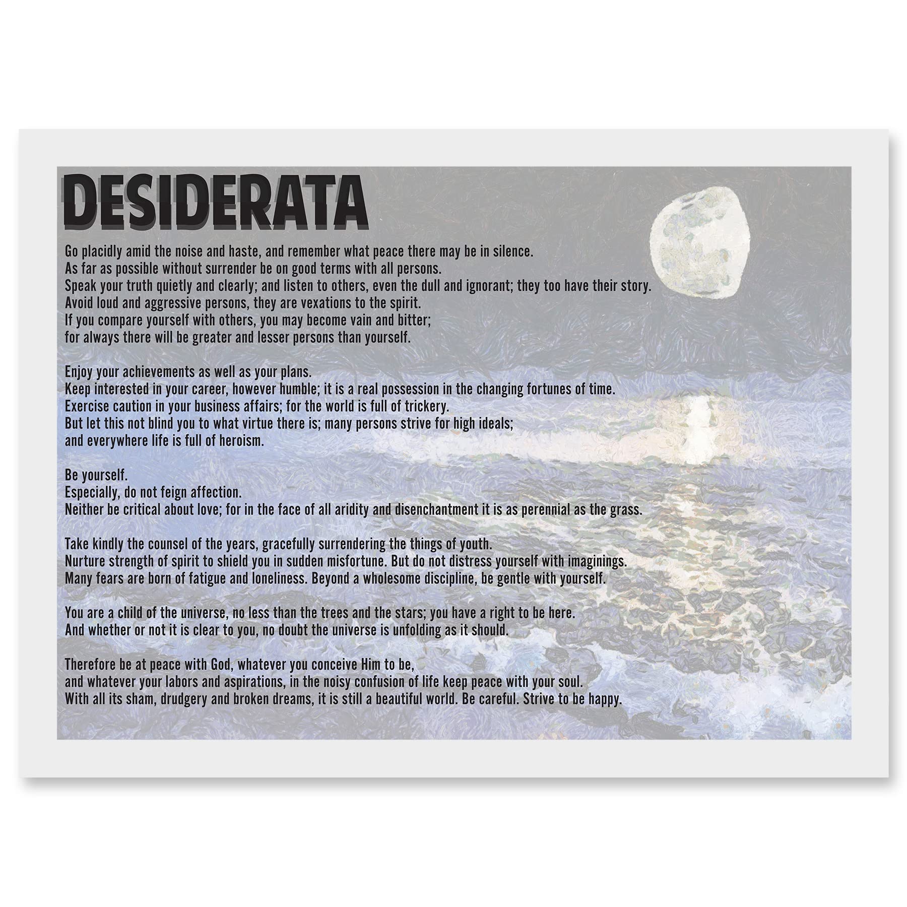 Artery8 Desiderata Ehrmann Go Placidly Amid Noise Haste Quote Typography A4 Artwork Framed Wall Art Print