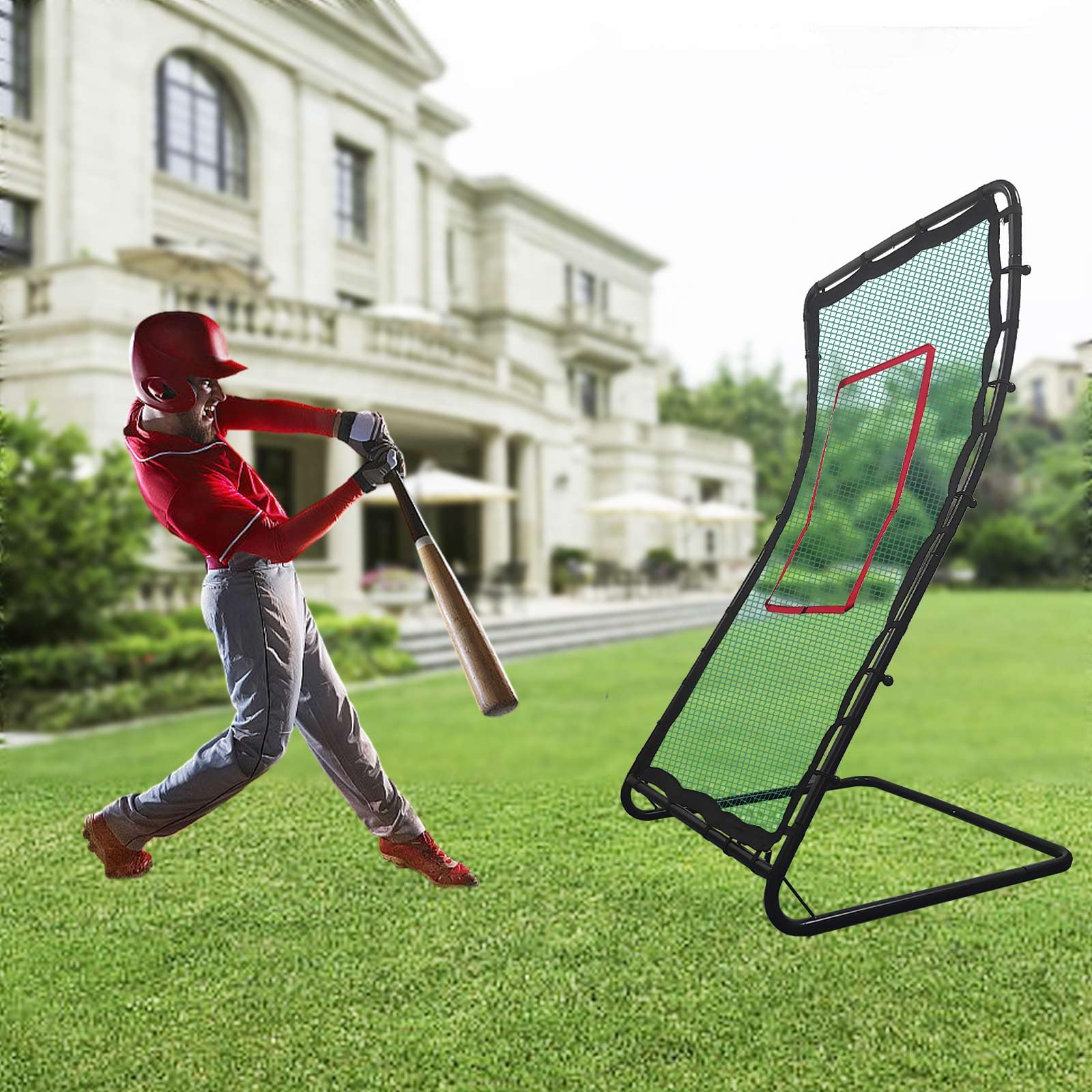 Red de rebote para béisbol, voleibol, lacrosse, para un solo jugador, pequeña red de rebote de béisbol, voleibol, sóftbol, mini red de práctica de rebote, entrenador de campo, red de rebote