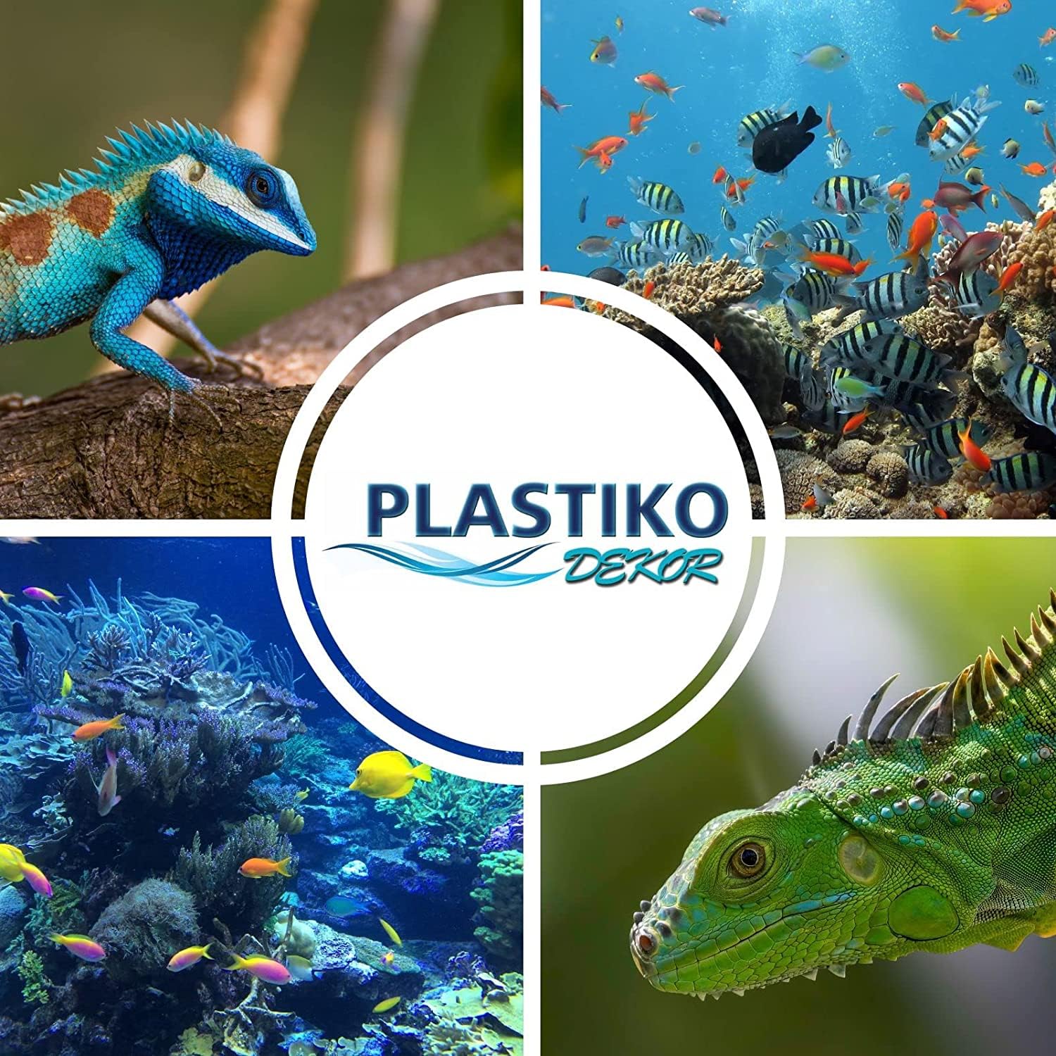 PLASTIKO - Acquario Sfondo 3D I 80x40 cm I Facile da Montare e Pulire I Non Richiede Colla I Sicuro per Gli Animali I Grigio con Il Modello di radice ad Albero