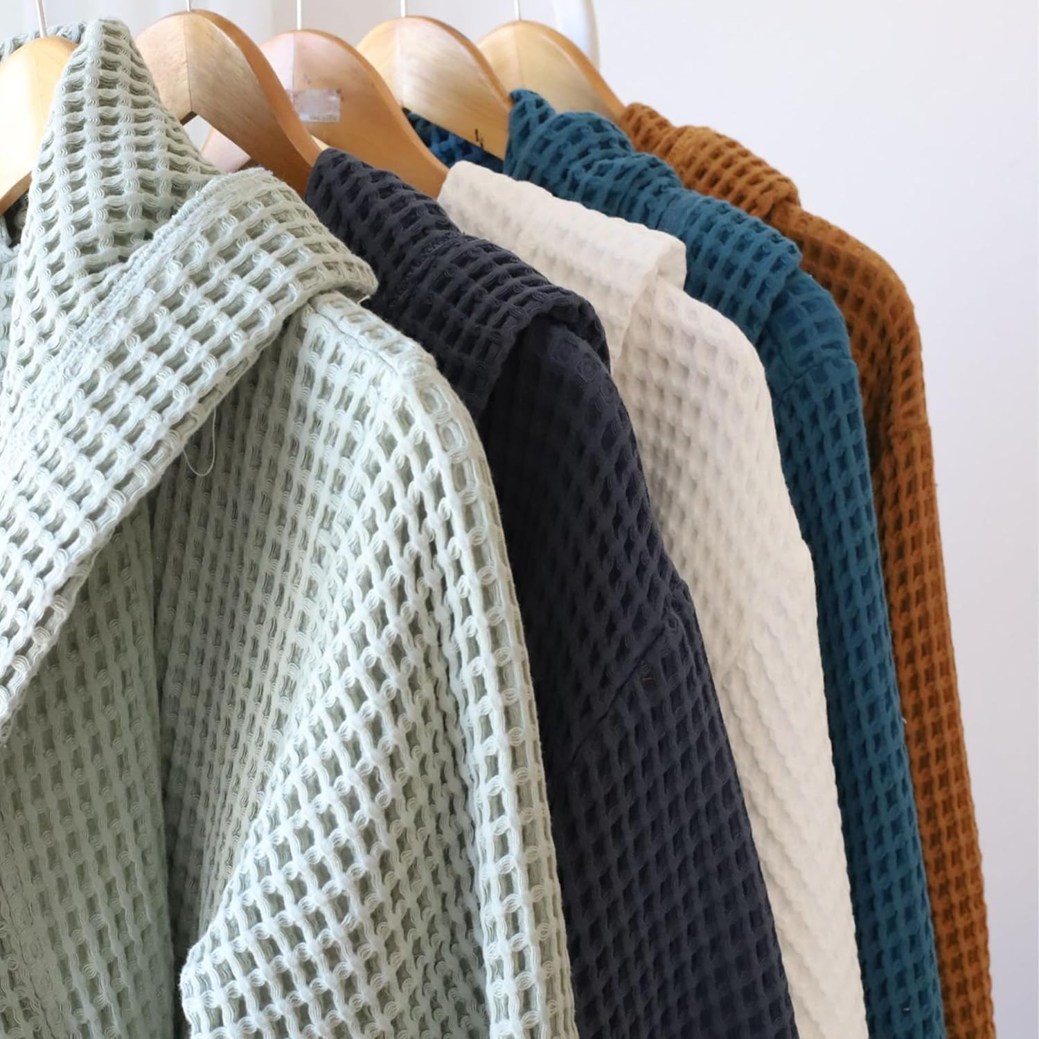 Unisex Hooded Waffle Robe for Women & Men 100% Turkish Cotton | Quick-Dry Bathrobe | Cozy Housecoat for Lounging - Image 8