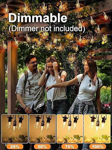 Miniatura 20 de Svater Guirnalda de luces para exteriores de 200 pies, luces de patio para exteriores con bombillas LED inastillables, impermeable, IP65, luz
