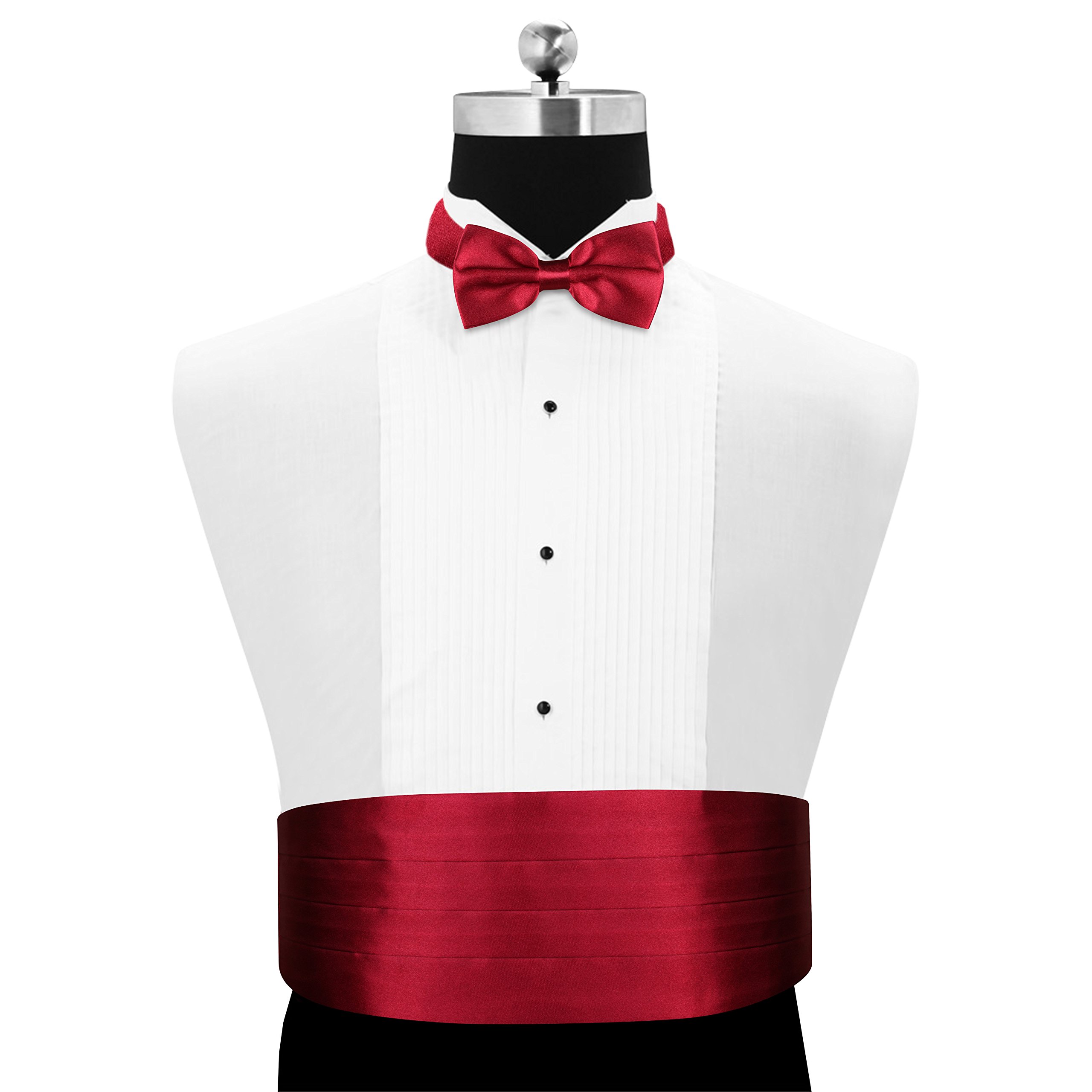 Peluche Men's Satin The Cerulean Cummerband and Bow Tie Set (Maroon, Free Size) - Image 2 thumbnail