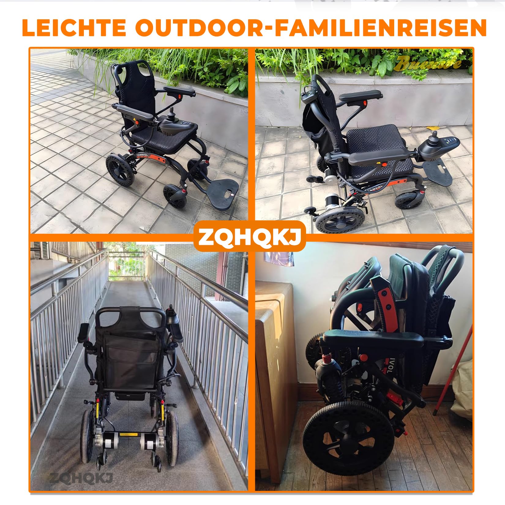 Elektryczny wózek inwalidzki, składany, lekki, z wyjmowaną baterią litową, zasięg 20-35 km, nośność 150 kg, tylko 15,8 kg, waga własna, 30 cm (12") Honeycomb Shock Wheel, 10 A