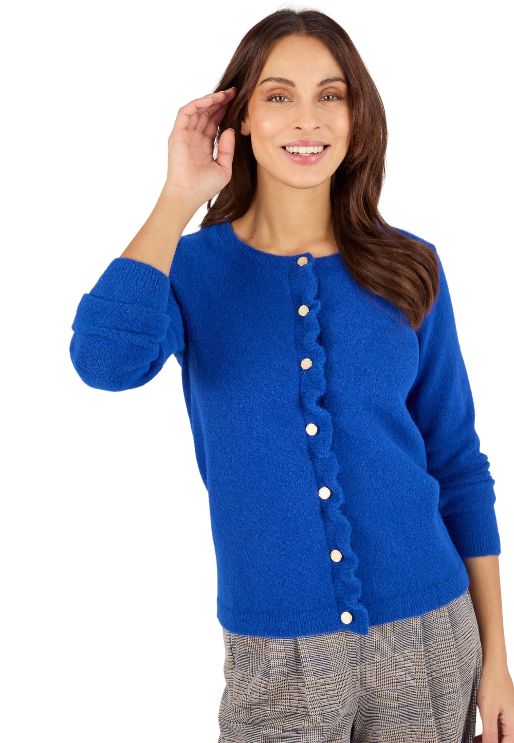 Damart - Thermolactyl Ruffle Front Cardigan, Sapphire Blue, 18/20