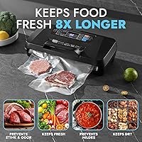 Vista 3 de Máquina selladora al vacío de 95 Kpa para alimentos, preajustes 10 en 1 con modo Sous Vide, doble sellado térmico, cortador integrado