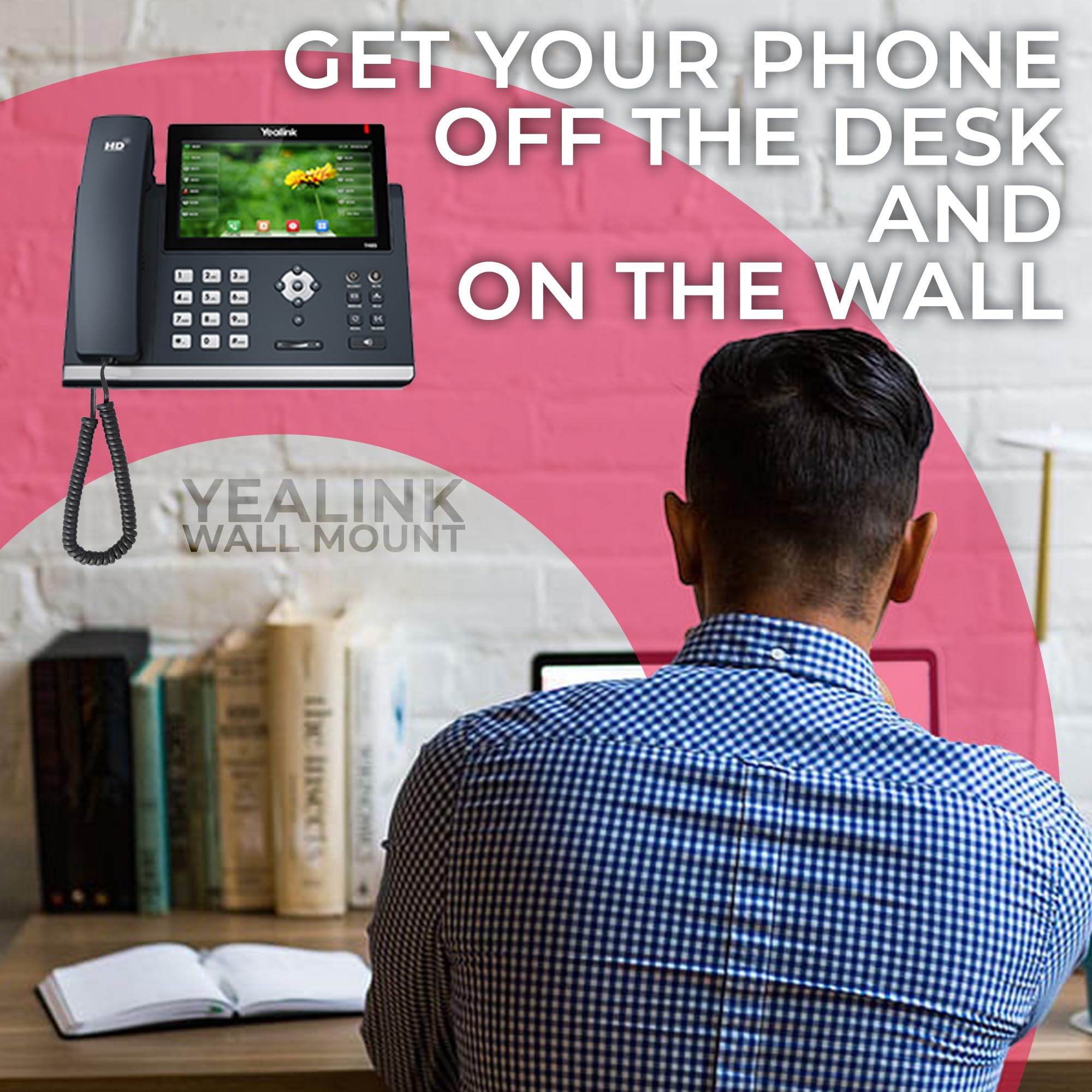 Yealink - Soporte de Pared para teléfonos SIP, IP, Escritorio con paño de Microfibra #Yea-WM-B