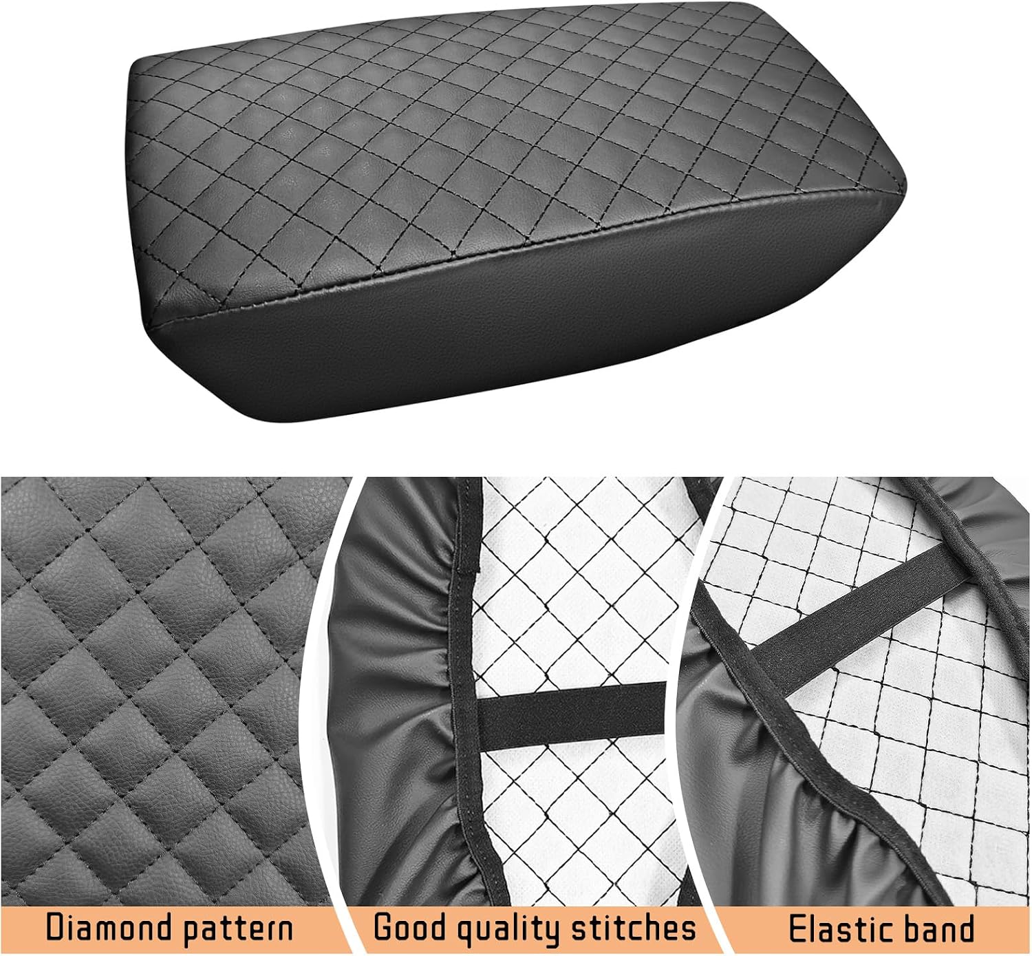 Center Console Cover Compatible with Lincoln Nautilus 2016-2023, Leather Armrest Cover Lid Protector, Elbow Arm Rest Covering, Anti-Scratch, Black