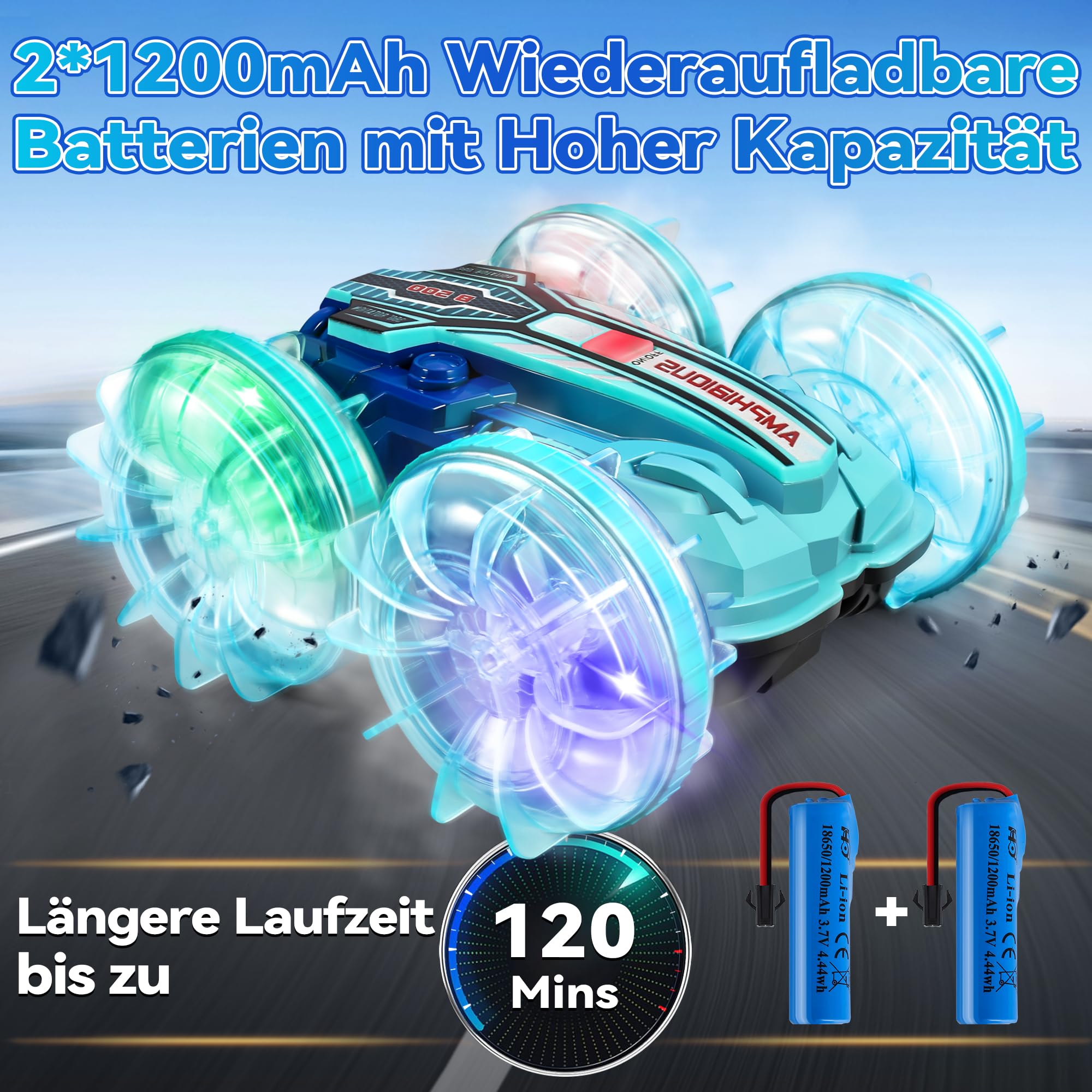 GLEEHAPY Macchina Telecomandata per Bambini - Macchina Radiocomandata Anfibia 4x4 con Luce Macchinina Telecomandata Bambino Auto Telecomandata Bambino Giochi Regalo per Bambini 3 4 5 6 7 8-12 Anni