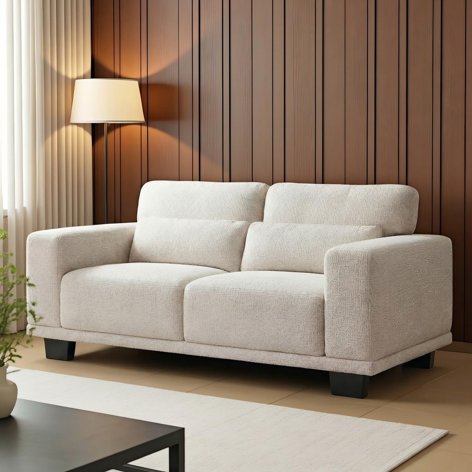 Marsail 65 Sofa 2-Seater Modern Upholstered Couch with Deep Seats Comfy Linen Loveseat for Living Room Bedroom Office
