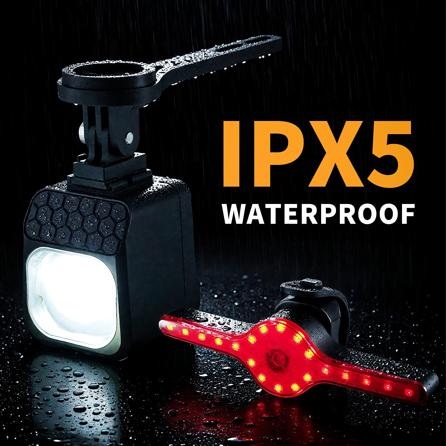 Juego de Luces para Bicicleta Masdio con Control Remoto: Haz de 300 m, luz Delantera U10 y luz Trasera X8 con Alerta Inteligente de frenado, Resistente al Agua IPX5, Carga rápida Tipo C.