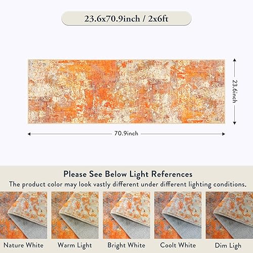 Miniatura 2 de Lahome Alfombra abstracta moderna para pasillo, 2 x 6 pies, alfombra larga lavable, contemporánea, suave, antideslizante, para interiores, cocina,