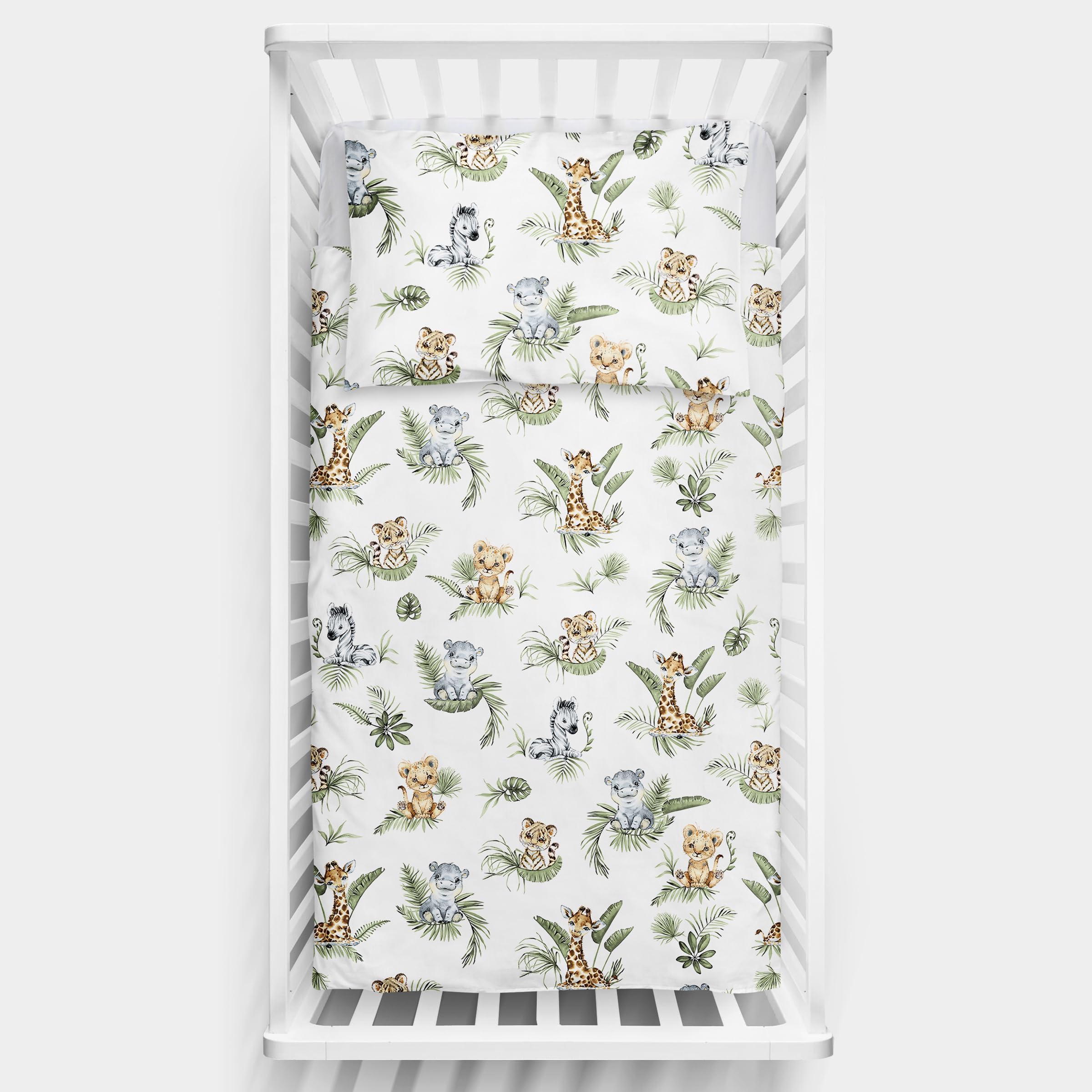 Baby Comfort 4 Piece Duvet Pillow Duvet Cover Pillowcase 100x75 cm Bedding Set 12M+ (Safari)