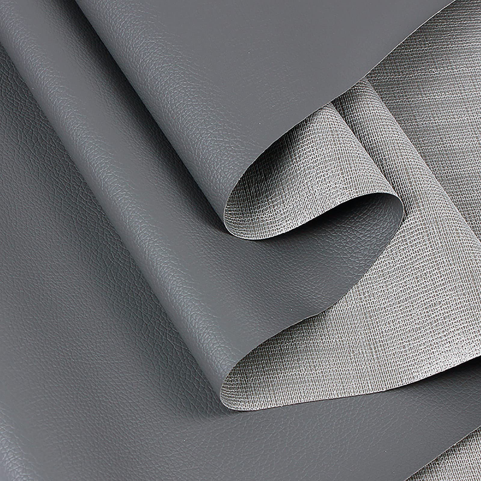 Tissu Faux Cuir Gris 1.38x10m pour Ameublement et Maroquinerie Artisanal