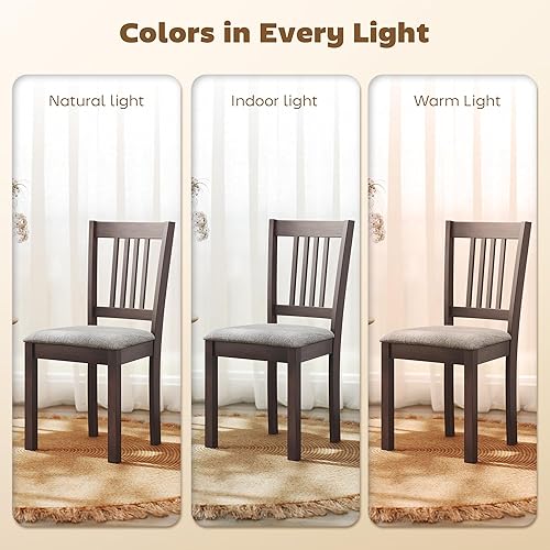 Miniatura 7 de HOMCOM Juego de 2 sillas de comedor modernas, tapizadas de tela de lino con patas de madera de goma para comedor, sala de estar, gris y nogal Gris y