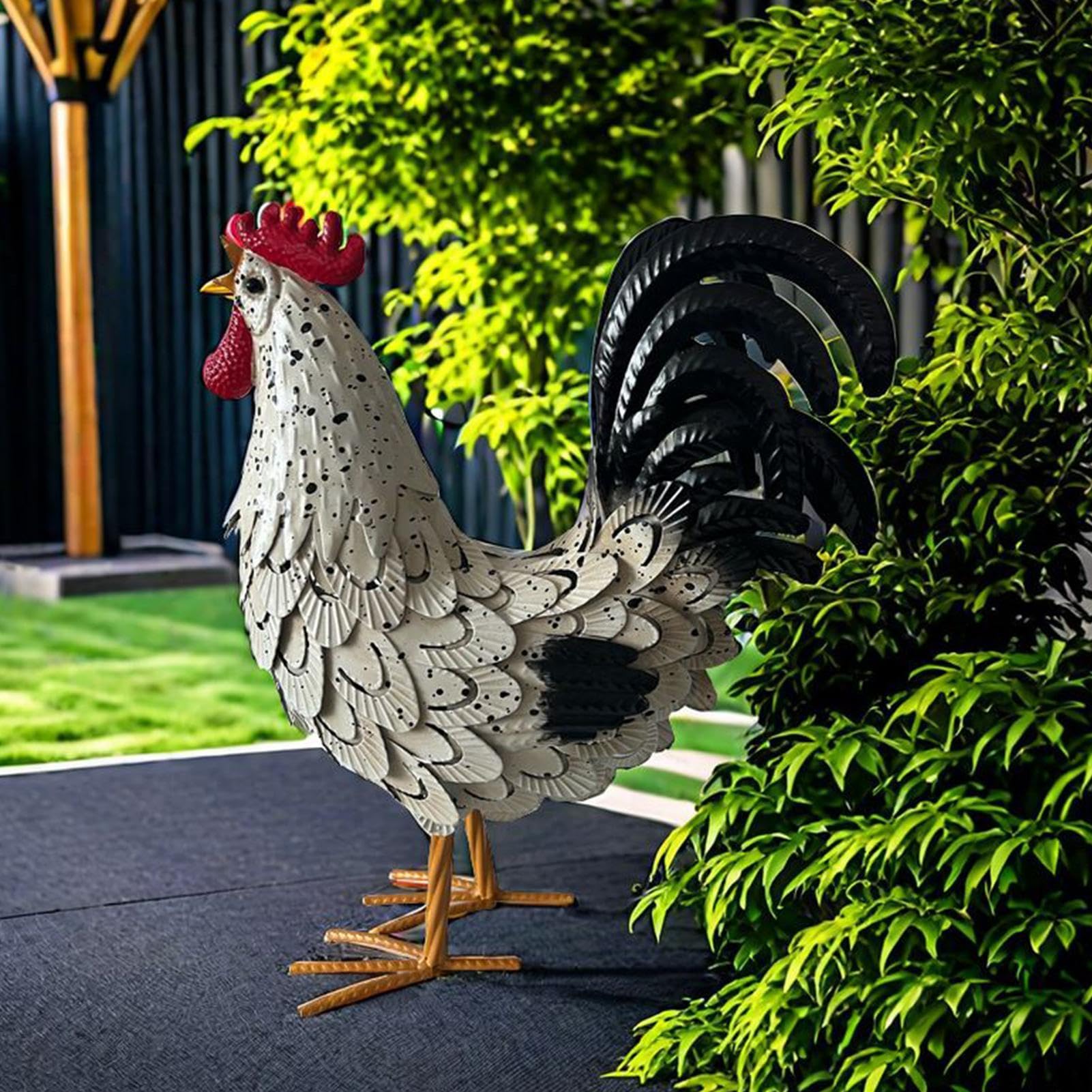 Figurka ogrodu kurczaka, ?elazny kran, dekoracja wiejska, stoj?ca rze?ba zwierz?cia, ozdoby trawnikowe taras, dziedziniec i wystrój domu