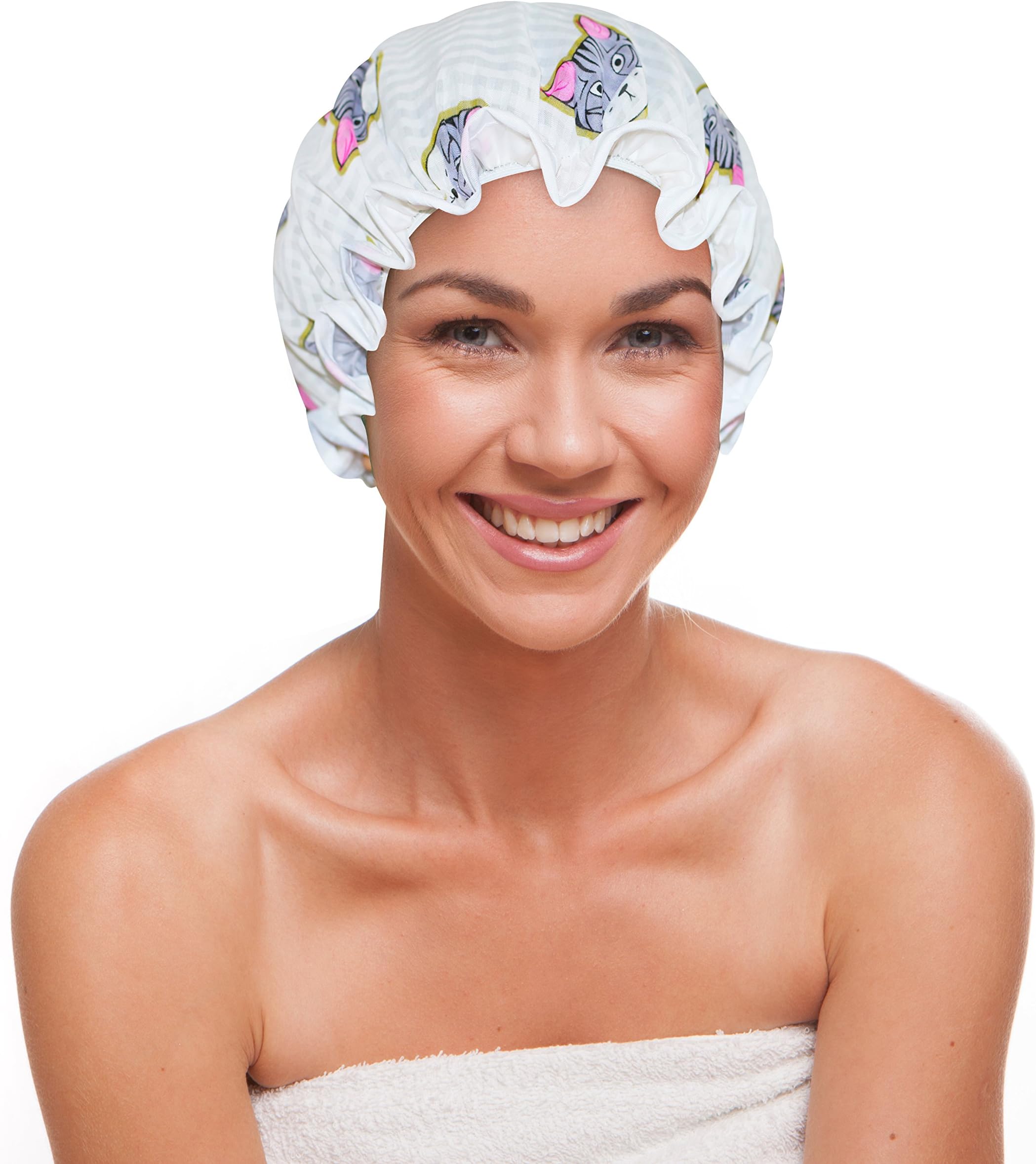 Honest Good High End Shower Cap for Long Hair - Top Socialite Terry Lined Salon Grade Beauty Caps for Men Women & Children - Who