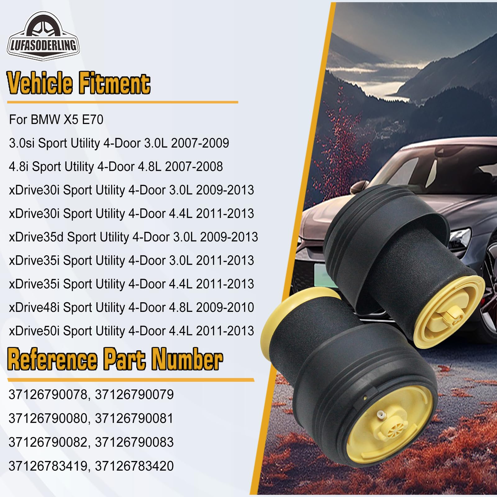 2x Suspensión Neumática Trasera Para BMW X5 E70 2007-2015,Para BMW X6 E71 2008-2015,Para BMW xDrive30i xDrive35d xDrive48i 37126790078 37126790079 37126790080 37126790081