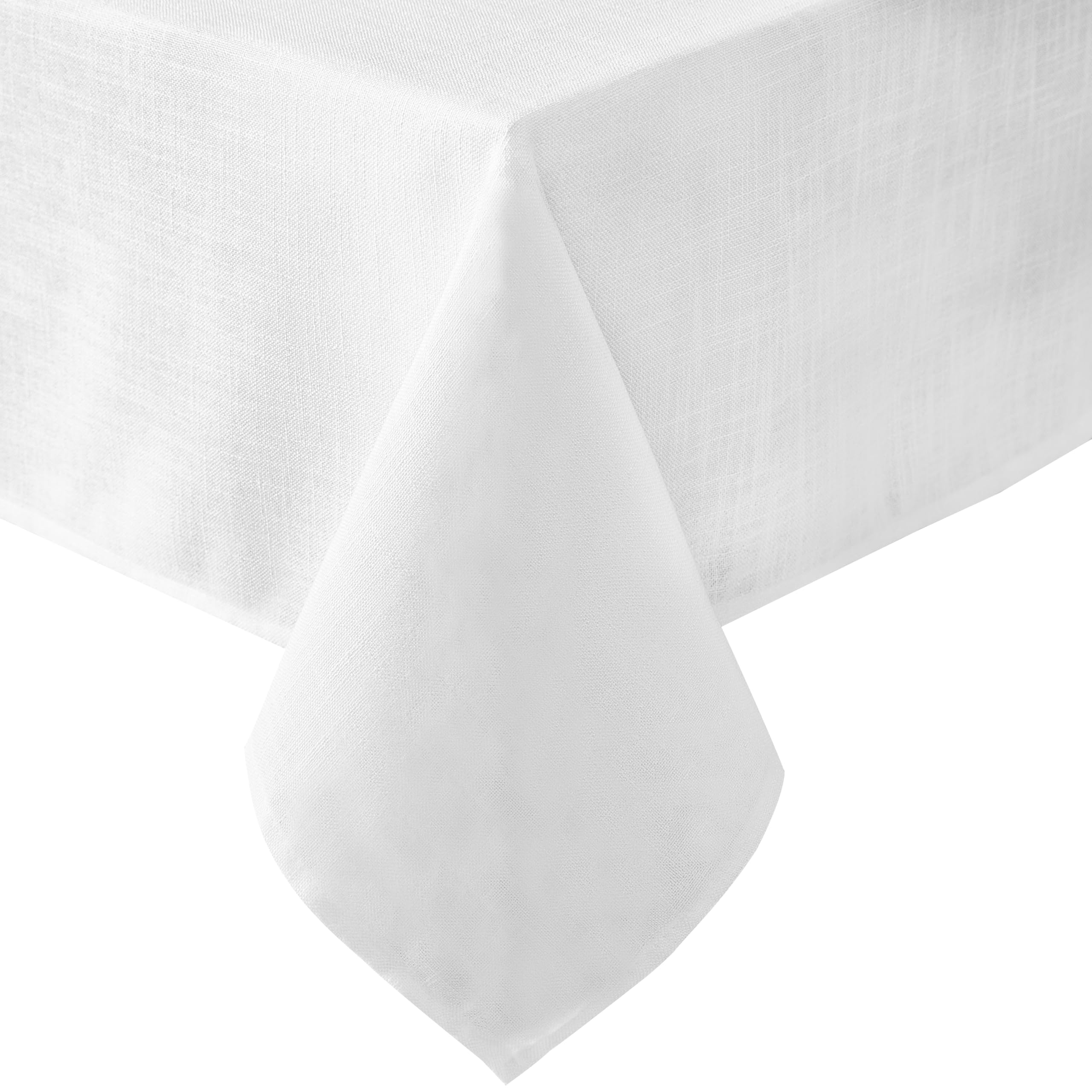 Laura Ashley Harper Luxuriously Smooth Fabric Tablecloth for Formal or Casual Dining, Holiday, Banquet, Wedding or Party, 60" x 144", White