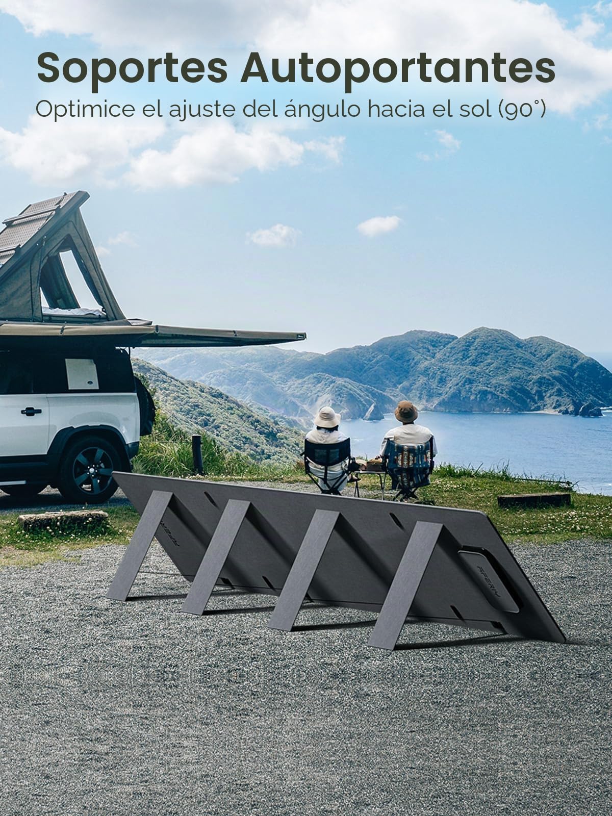 AFERIY Panel Solar Portátil 200 W 22 V, Kit De Panel Solar Monocristalino Plegable, Panel Solar Adaptado Al Generador Solar, Resistencia Al Agua Ip65, Con Soporte Autoportante, Caja De Conexiones