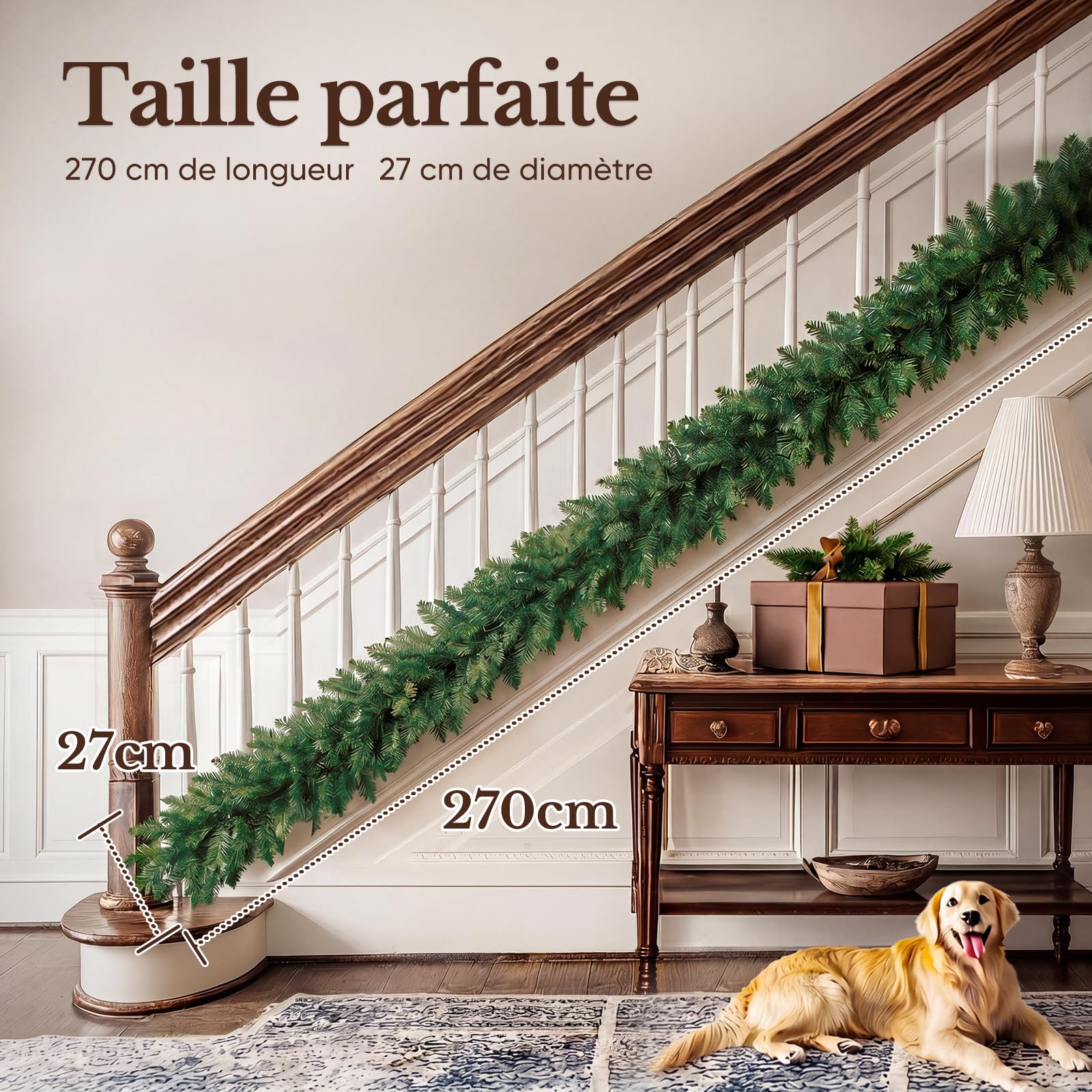 HOKEEPER Guirlande de Noël de 270 cm avec LED