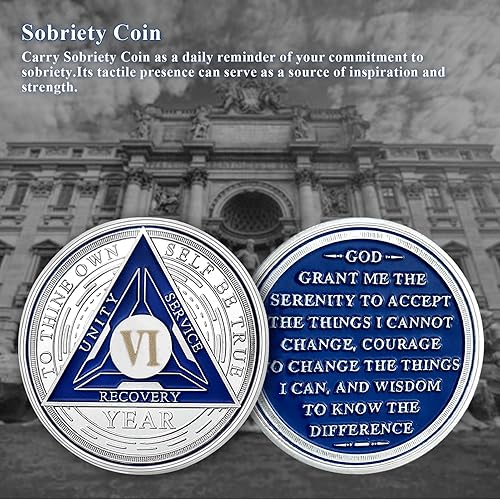 Miniatura 5 de Moneda de sobriedad de 6 años, chips AA y medallones de tres placas, ficha sobriedad de chip de recuperación de sobriedad  Regalos de sobriedad para