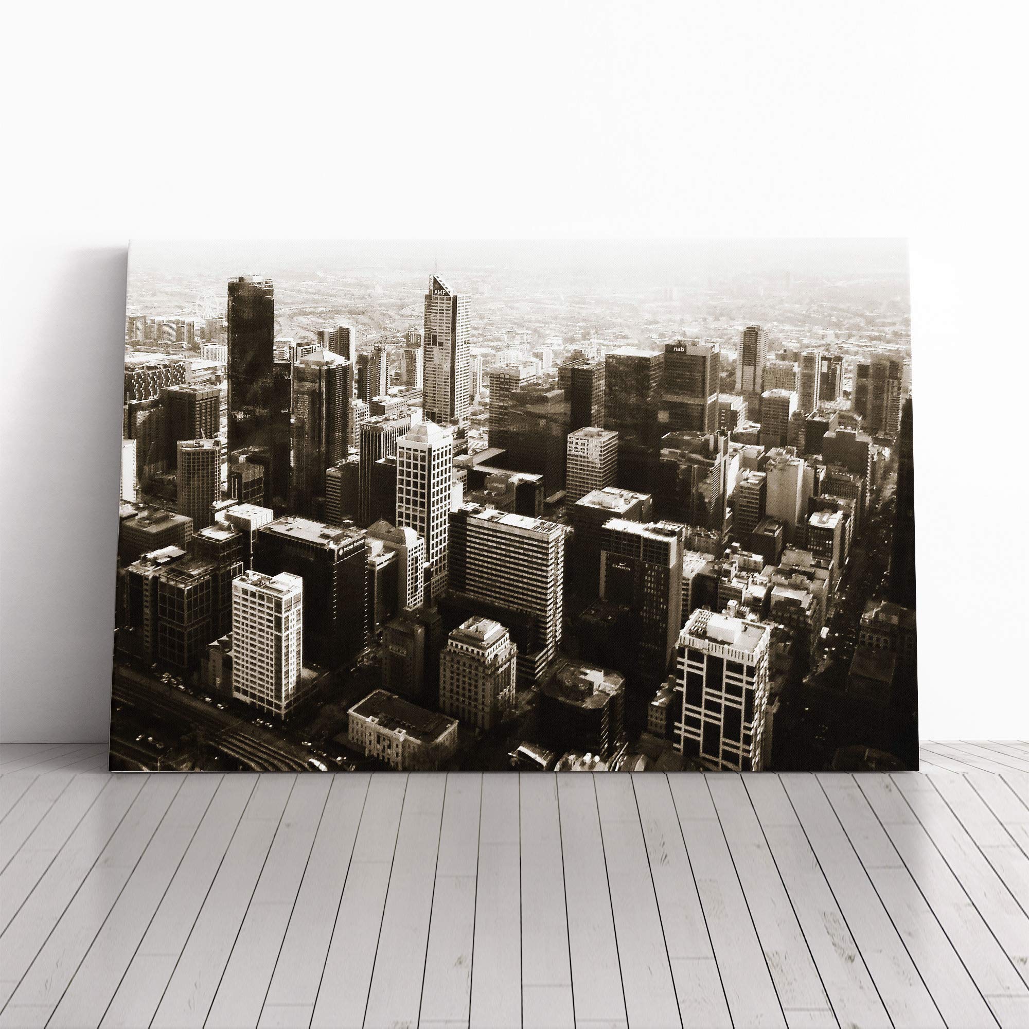 Melbourne City Skyline Australia Canvas Print | Gallery Wrapped 30mm Frame Wall Art | 30x20 inches | Ready to Hang | Modern Cityscape Picture | Living Room Bedroom Lounge Office