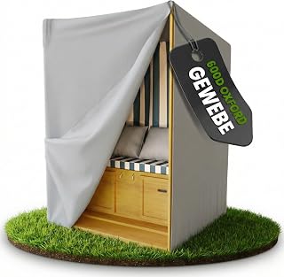 Kronenburg Strandkorb Schutzhülle Winterfest aus 600D Oxford Gewebe – Extra Stabil – 135x105x175/140cm in grau – Abdeckhaube für Strandkorb wasserdicht mit 2 Reißverschlüssen (135cm Breite)