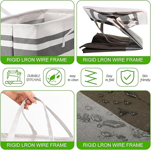 Miniatura 3 de Eccliy 4 cestas grandes para la ropa sucia de 100 litros, impermeables, cestas independientes plegables con asas extendidas para ropa, toallas,