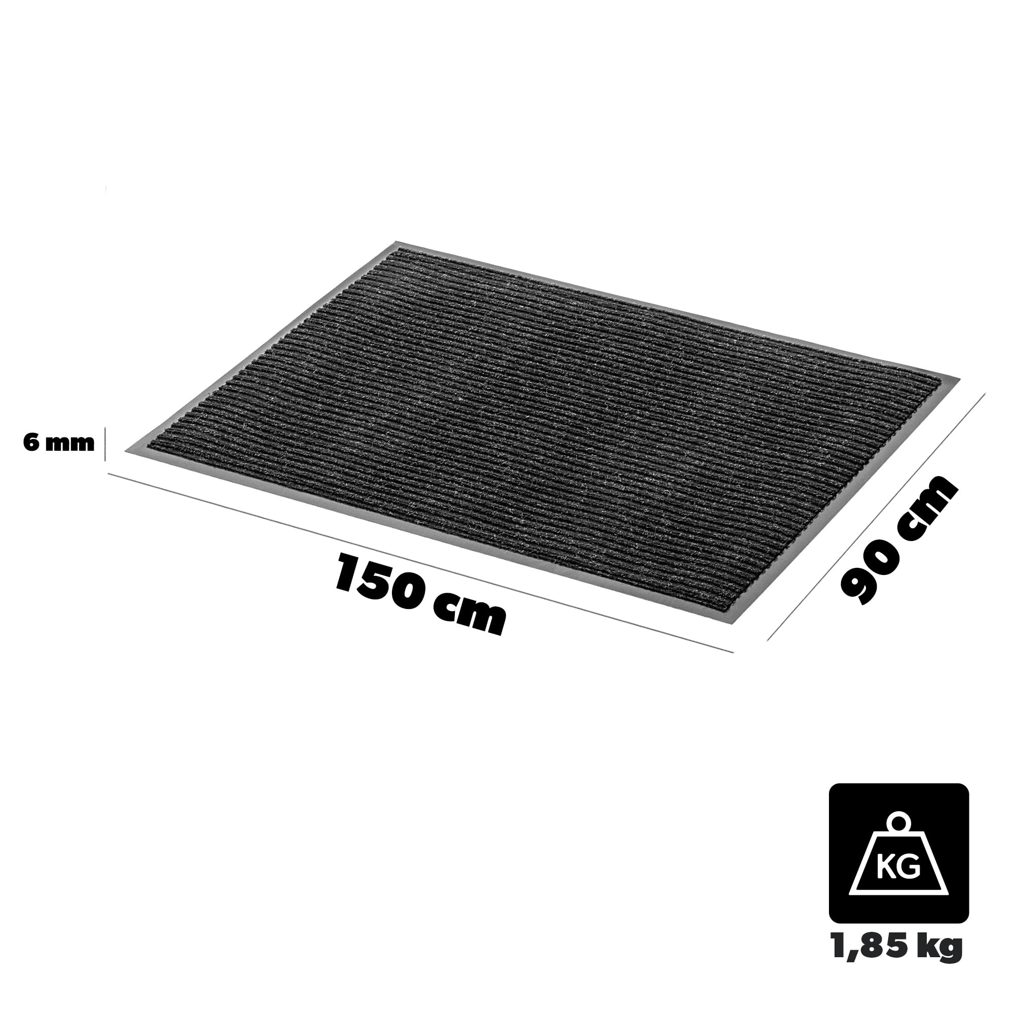 KADAX Zerbino antiscivolo per interni ed esterni, zerbino per porte di casa e ingressi (antracite, 90 x 150 cm)