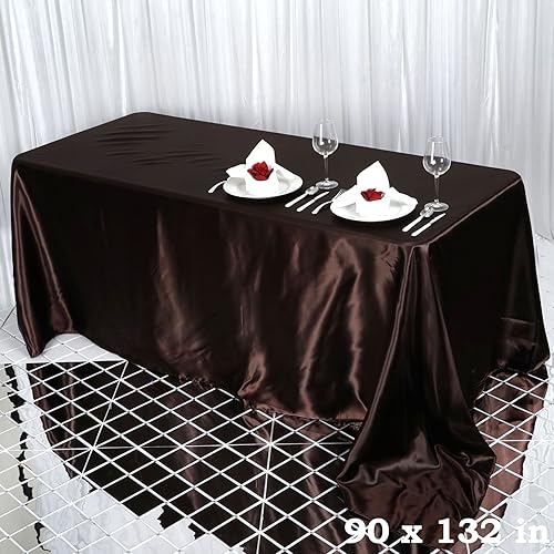 Miniatura 9 de BalsaCircle Mantel rectangular de satén morado de 90 x 132 pulgadas para mesa de boda, fiesta, recepción, eventos, cocina y comedor