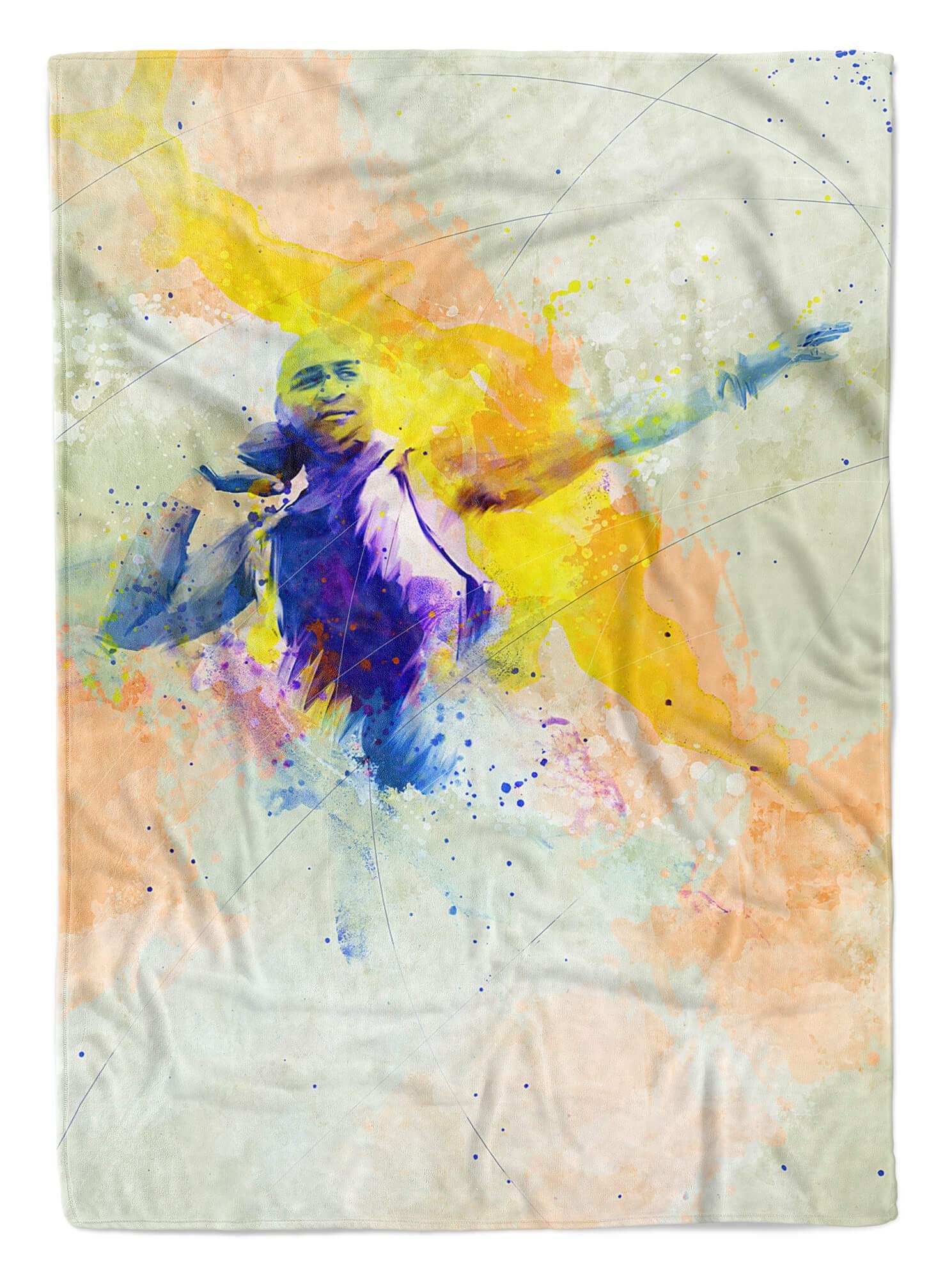 SplashArt Sport Handtuch Strandhandtuch Saunatuch Kuscheldecke Kunstvoll Kugelstoßen SPOR Größe 180 x 130 cm (Tagesdecke - Sherpa Flies)