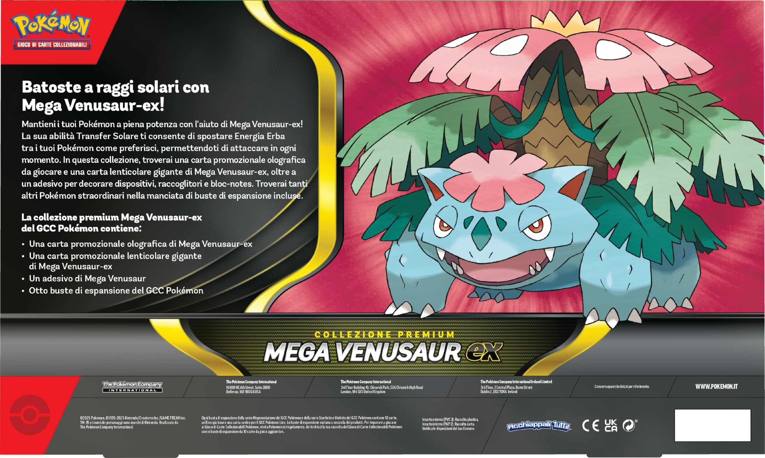 Pokémon: collezione premium Mega Venusaur-ex del GCC (carta promozionale olografica, una carta promozionale lenticolare gigante e otto buste di espansione)