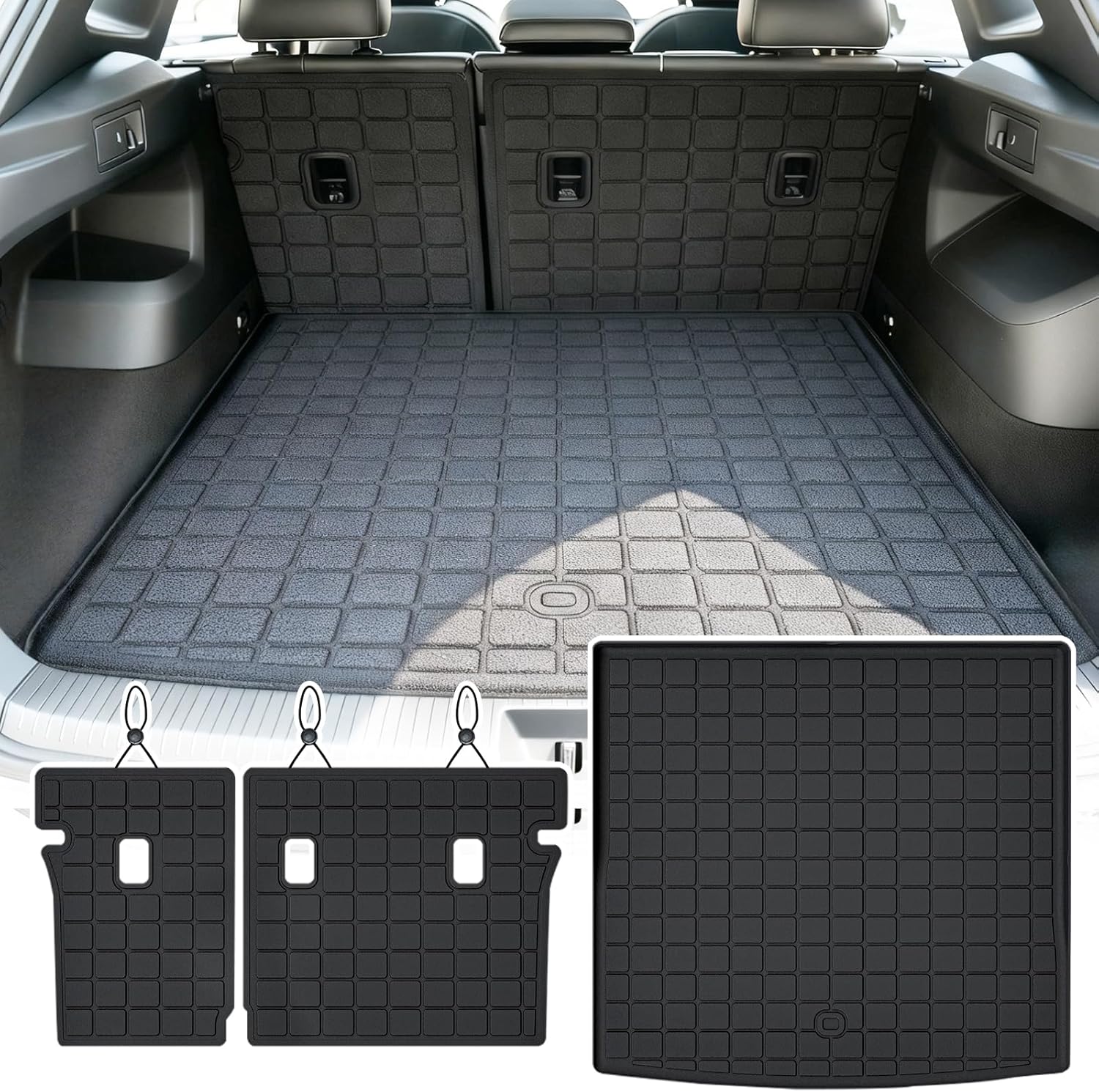 Cargo Mat with Backrest Protection for 2025 2026 Volkswagen Tiguan,TPE All Weather Protection Cargo Liner with Velcro Rear Seats Backrest vw car Accessories-Black