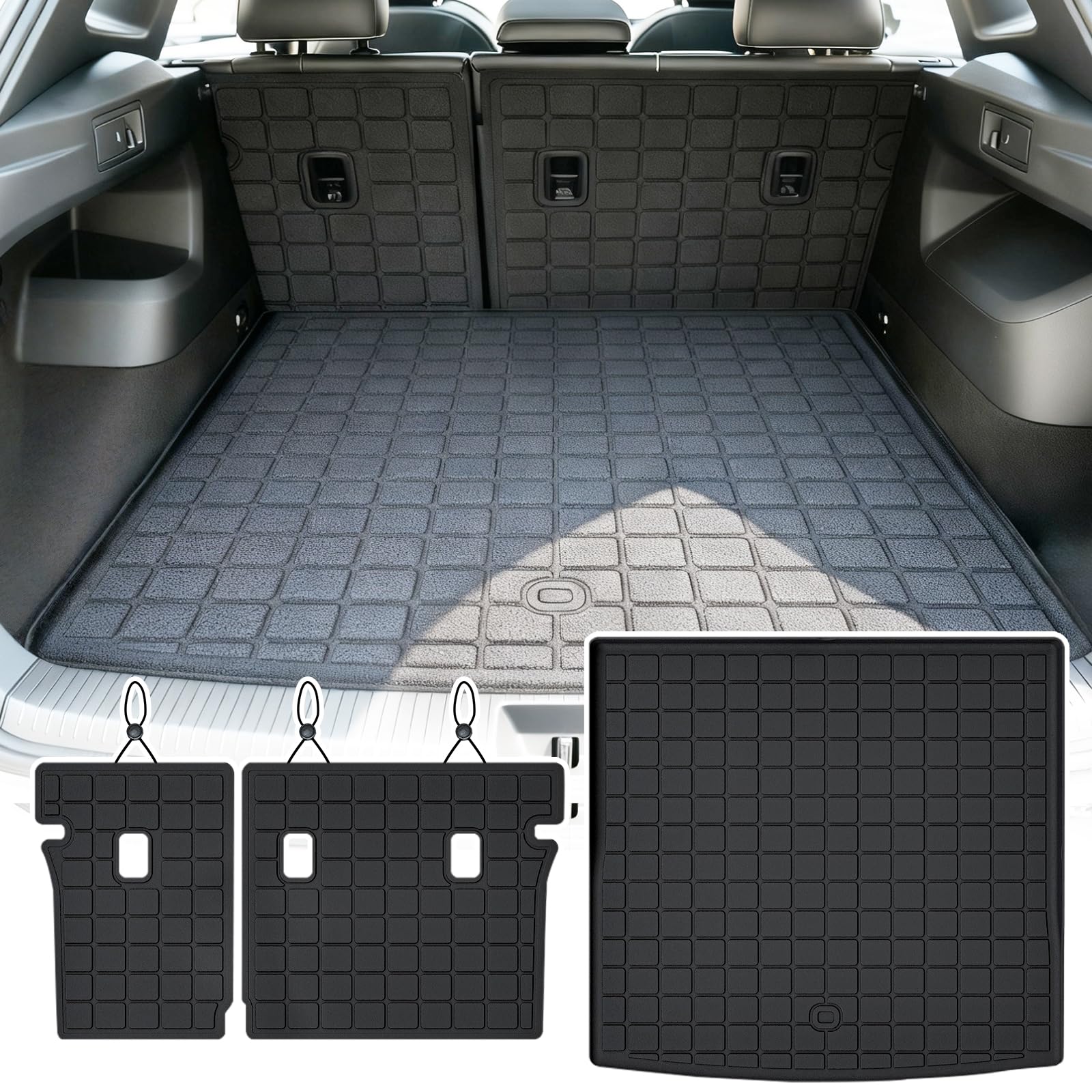 LJWAITO Floor Liners & Cargo Liners & Backrest Mat for 2016-2025 2026 Dodge Durango 6 Seats-2 Row Bucket Seat，TPE All Weather Protection Car Floor Mats with Trunk Mat Covering The Backrest — view 17