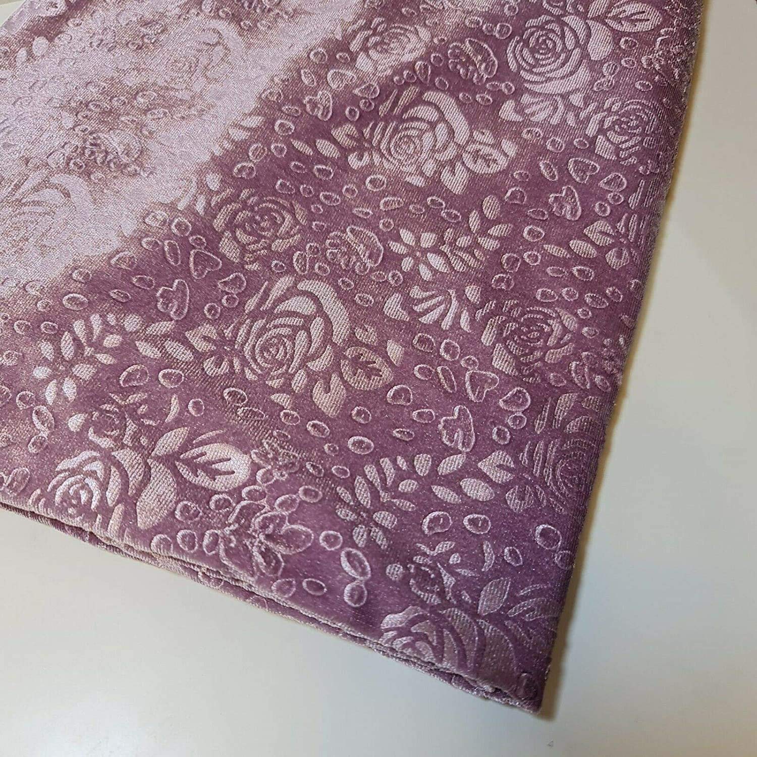 Tessile Stazione Rose Floreale Velluto Rilievo Velluto Abito Artigianale Cuscino Tessuto Al Metro 147,3 cm (5 Metro - Malva)
