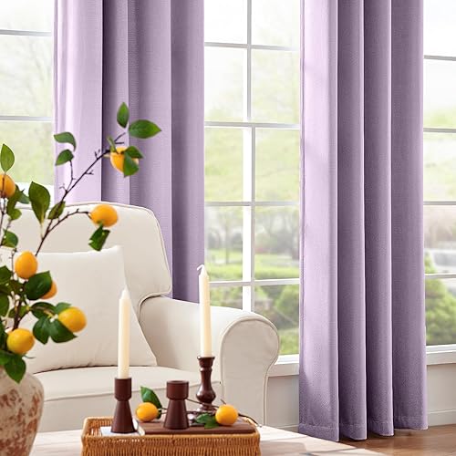 Miniatura 7 de jinchan - Cortina oscurecedora con textura de lino, de 84pulgadas de largo, con aislamiento térmico y ojales en la parte superior, para sala de