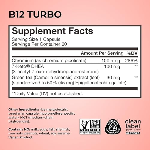 Miniatura 5 de HUM Turbo B12, suplemento de vitamina B12, apoyo energético diario, calcio para la salud ósea, suplementos energéticos de vitamina B-12, sin gluten