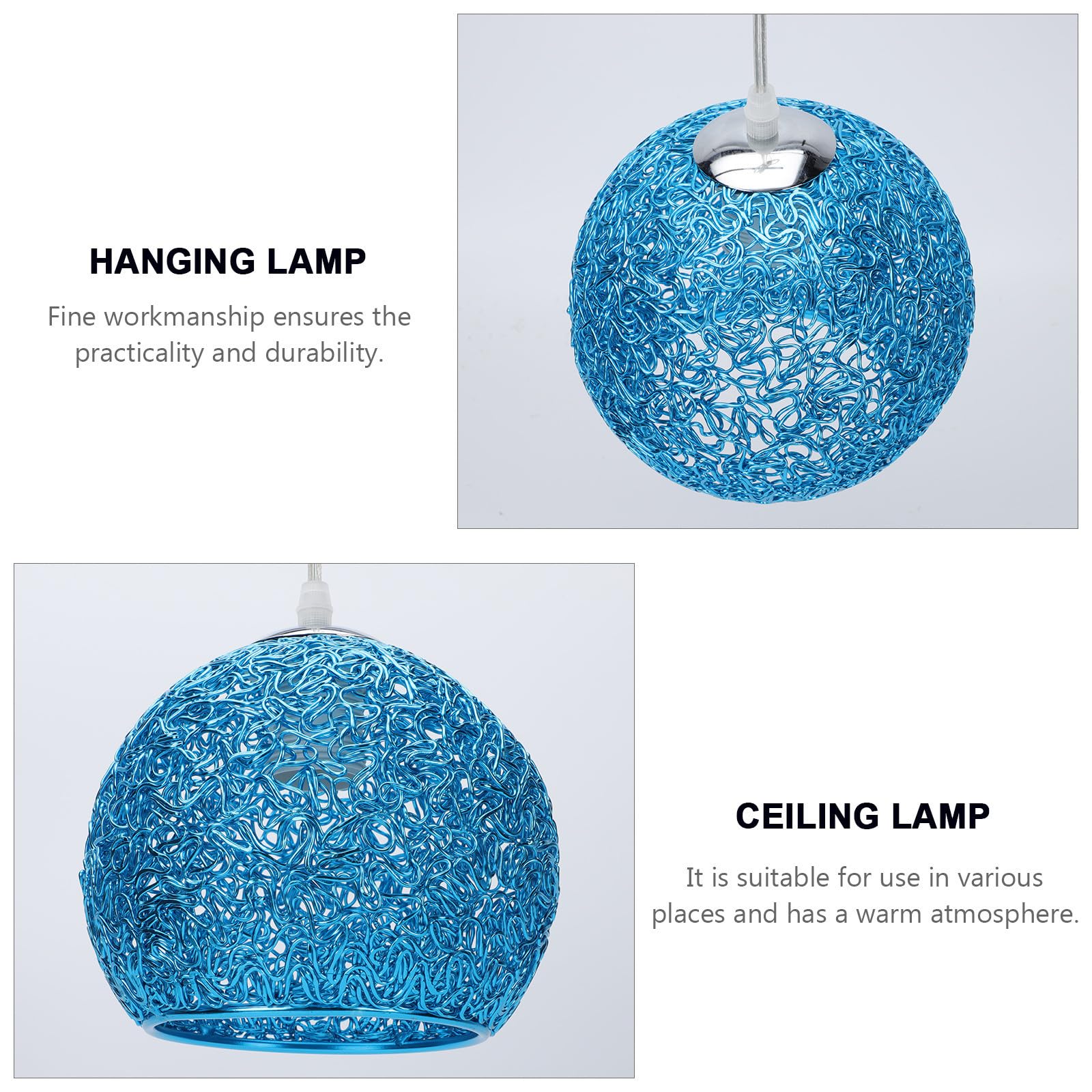 Lampada a Sospensione da Soffitto Blu in Ferro Stile Moderno