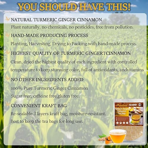 Bolsas de té de cúrcuma, jengibre y canela de alta calidad, suplemento de curcumina de cúrcuma para soporte articular, 100% natural, rico en