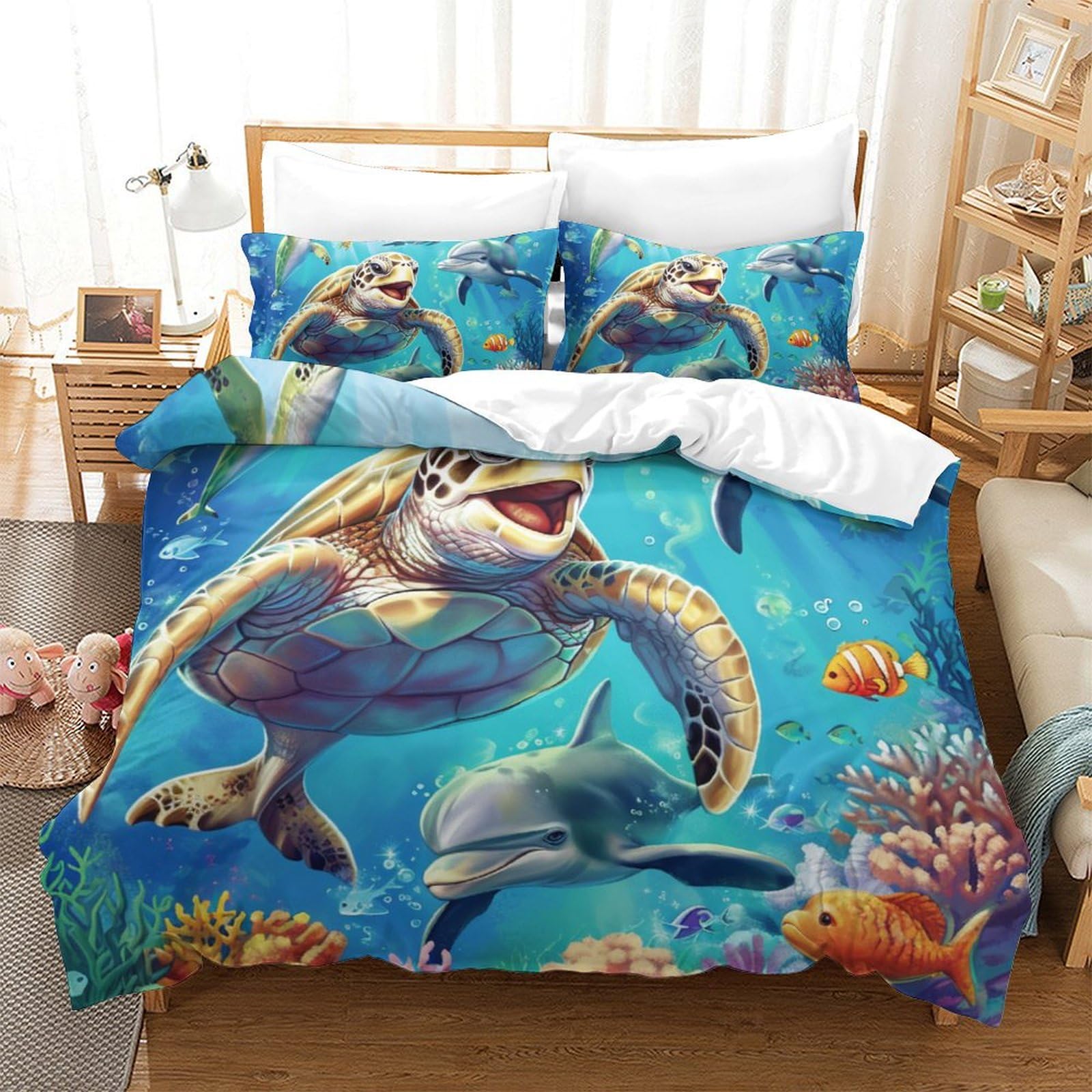 Housse de couette tortue 3D microfibre infroissable 260x220