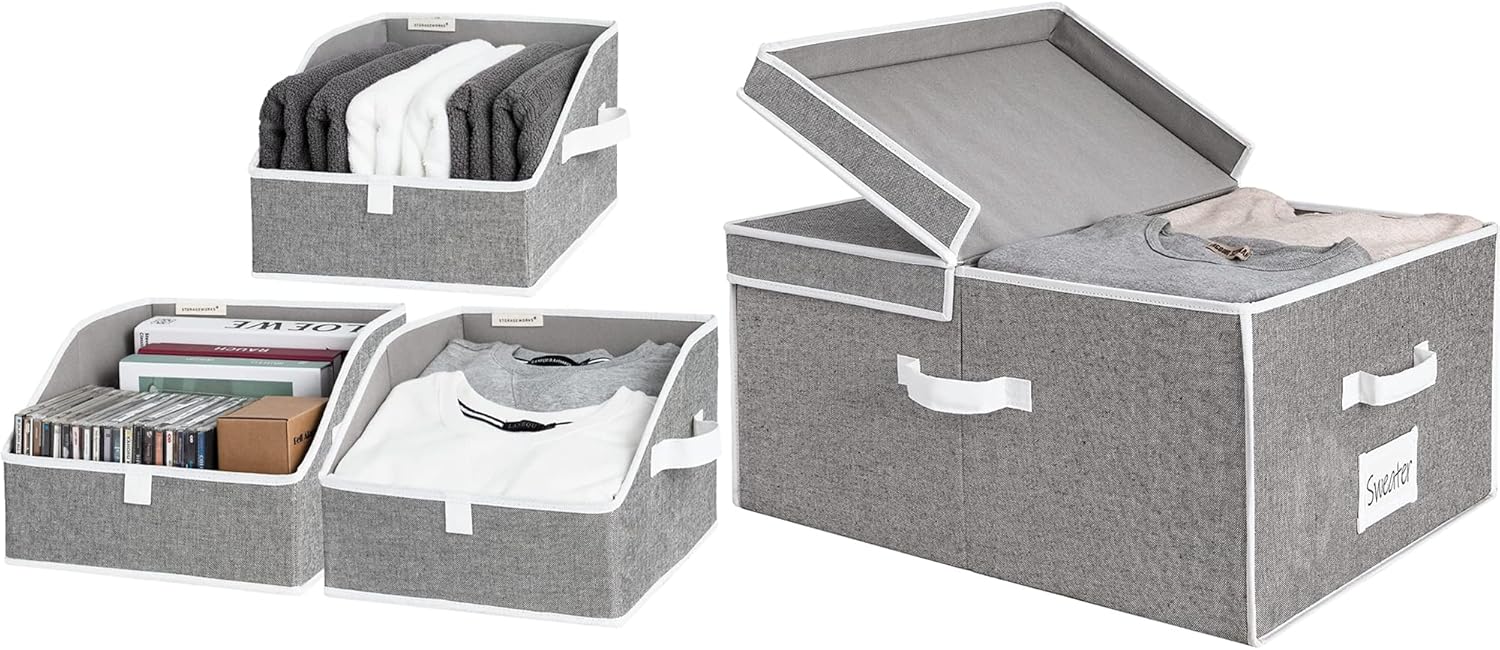 StorageWorks 3Pack Foldable Trapezoid Storage Bins with