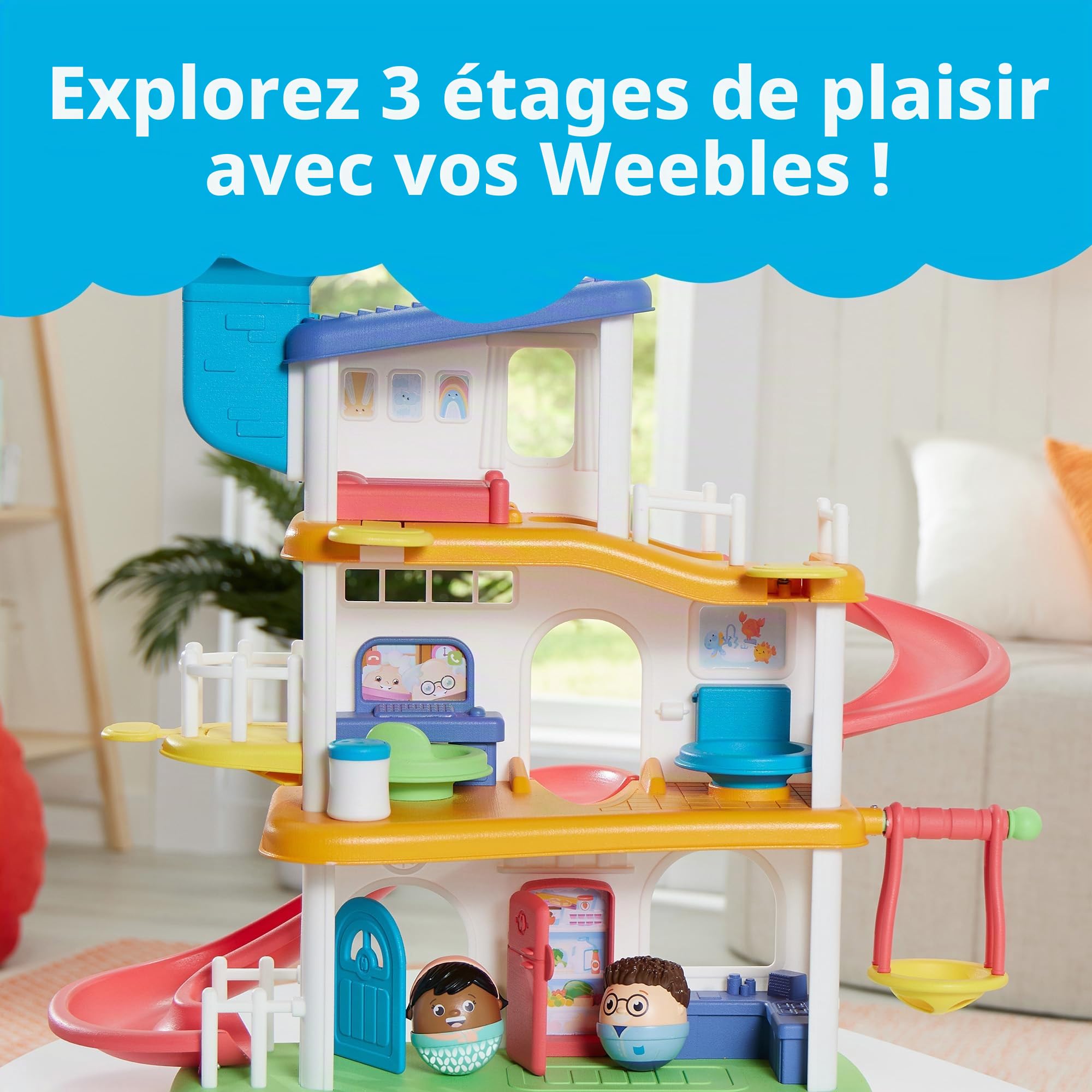 Playskool Weebles My Smart House – Jouet préscolaire Weeble Wobble pour tout-petits avec sons + chansons 3 étages de jeu imaginatif pour les enfants de 12 mois et plus