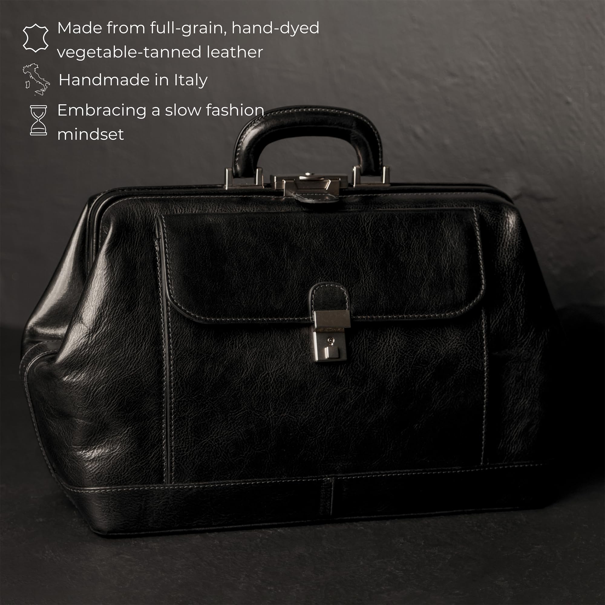 Time Resistance Sac de Médecin en Cuir – Sac à Poignée Supérieure – Mallette Médicale – Sac Gladstone