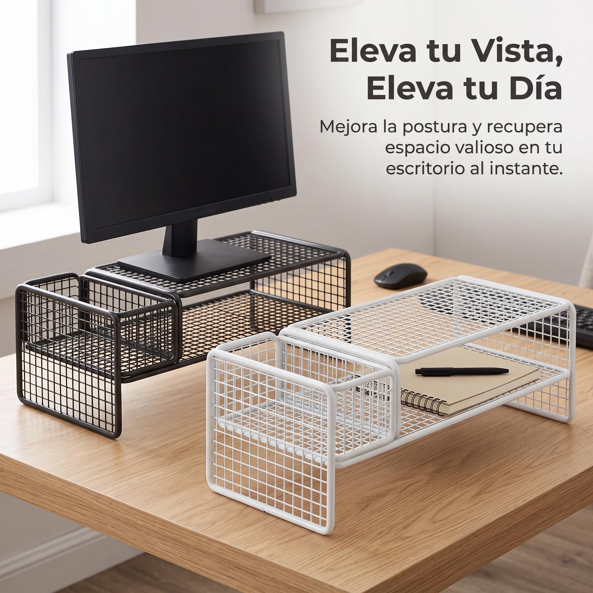 Supporto da Scrivania Rialzo Schermo Base Piattaforma Mensola in Ferro Compatto per Computer Portatile con Stabilità Elevata Adatta a Studio , Bianco , style to 2
