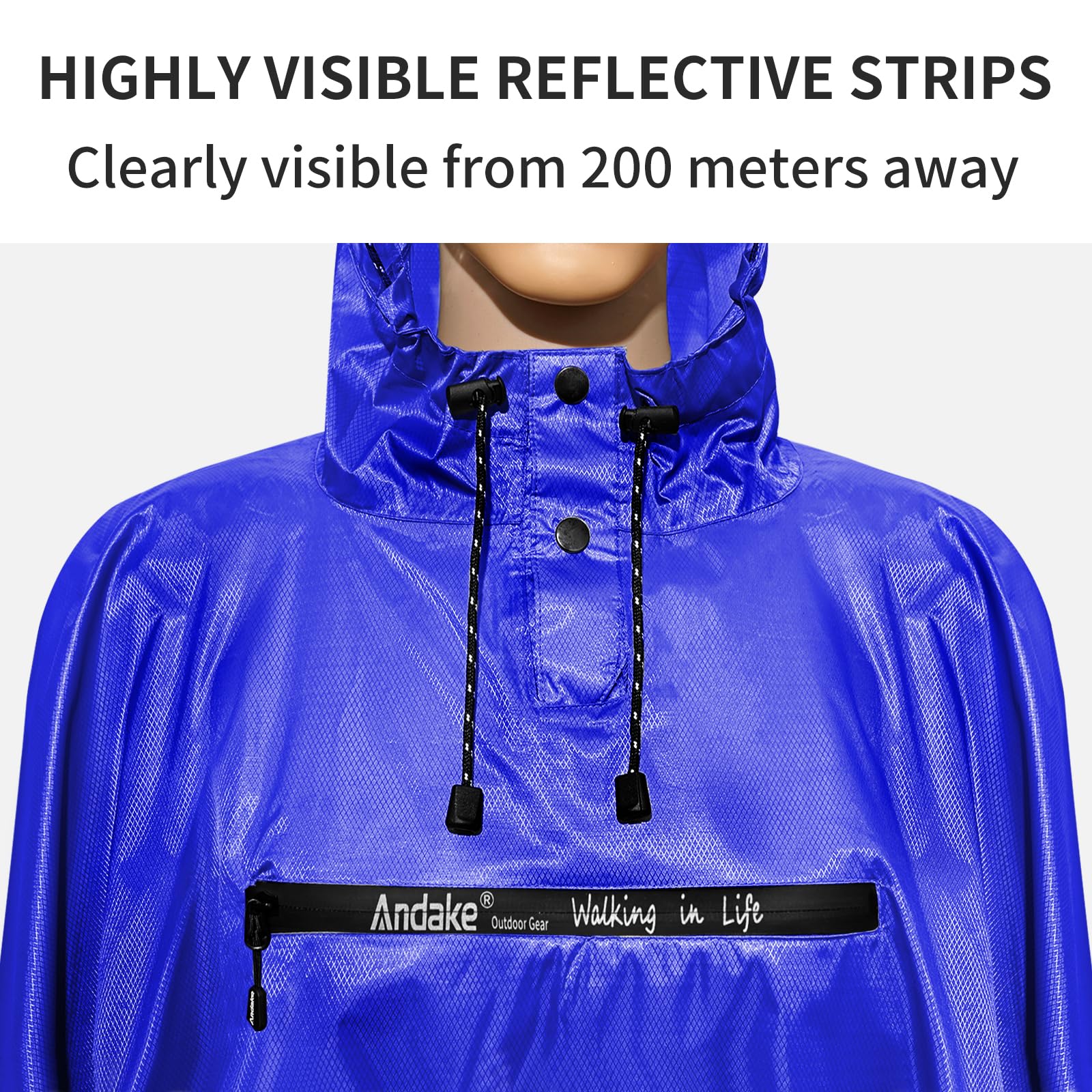 Andake Poncho Uomo Donna Impermeabile Unisex Giacca da Pioggia Antivento Resistente alle Rughe Impermeabile riutilizzabile per Campeggio Escursionismo Outdoor e Uso Quotidiano