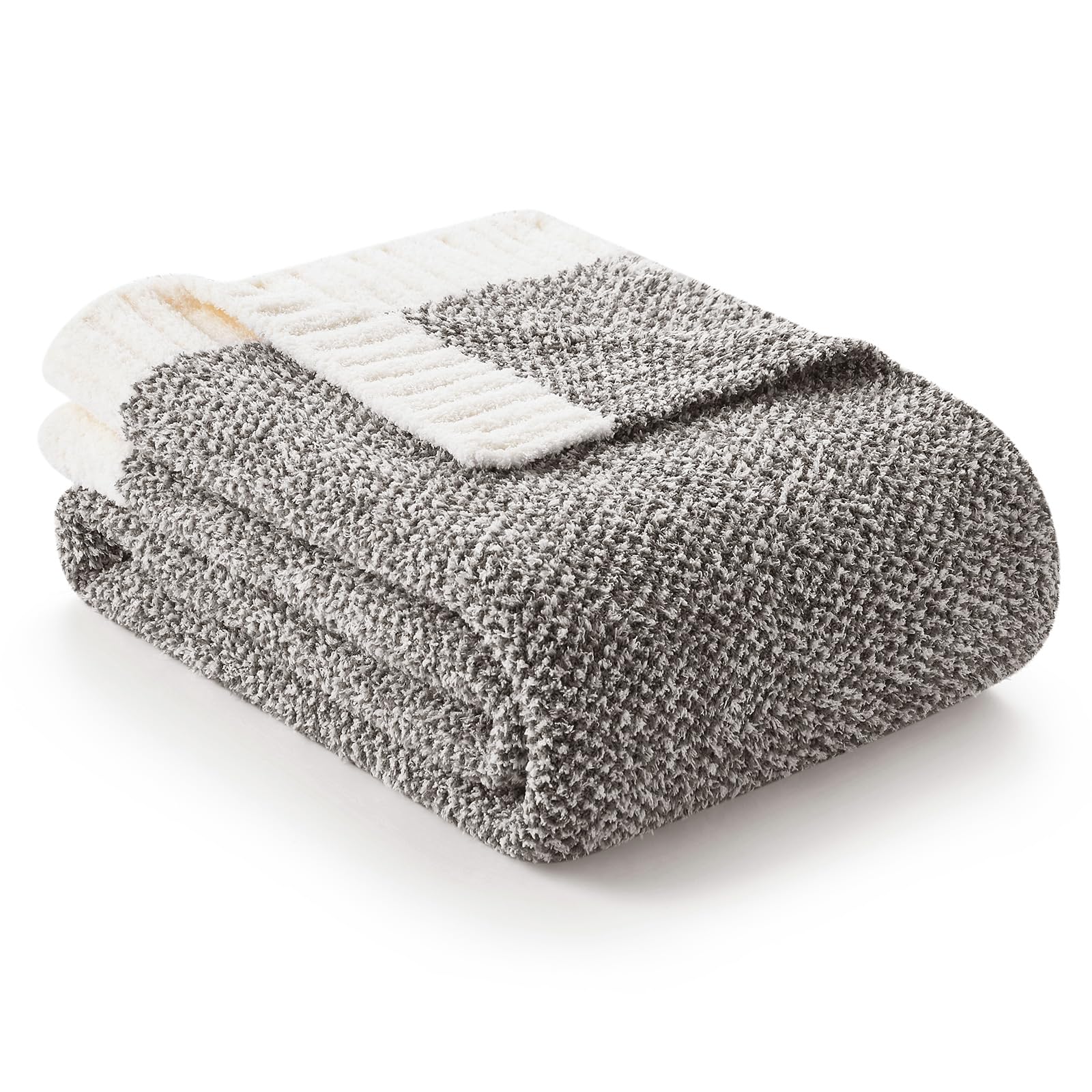 Snuggle Sac Grey Throw Blankets for Couch, Super Soft Warm Blankets Cozy Knit Fuzzy Plush Lightweight Throws for Sofa, Bed,Living Room, Dark Grey,