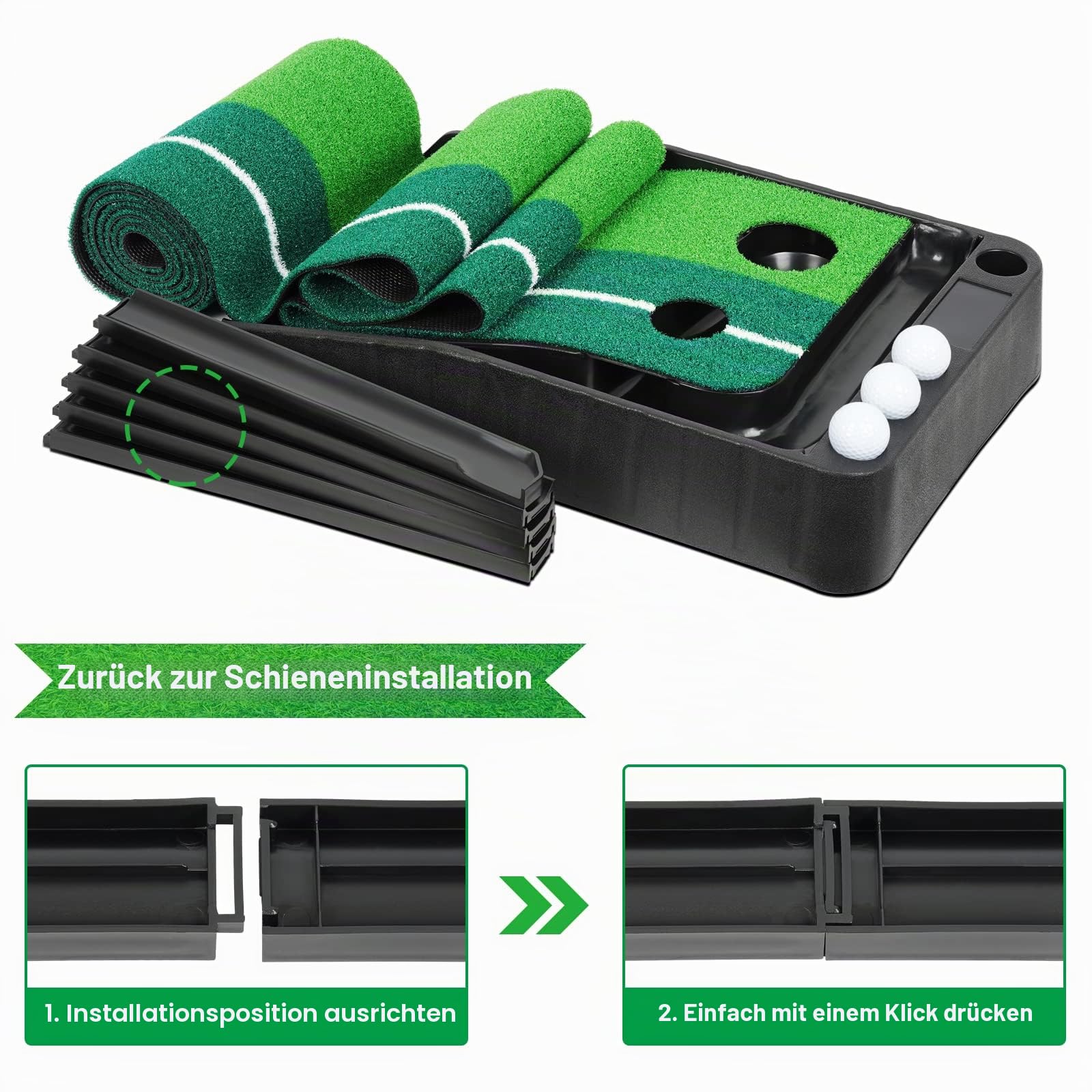 Signstek Golf Putting Matte mit automatischer Ballrückgabe