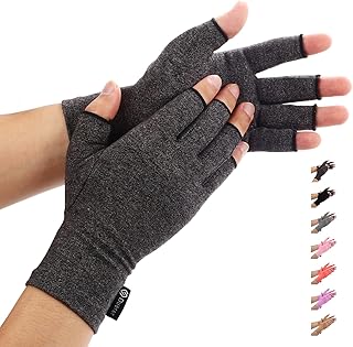 Duerer Arthritis Gloves Women Men for RSI, Carpal Tunnel, Rheumatiod, Tendonitis, Fingerless Hand Thumb Compression Gloves Small Medium Large XL for Pain Relief (Medium, Black)