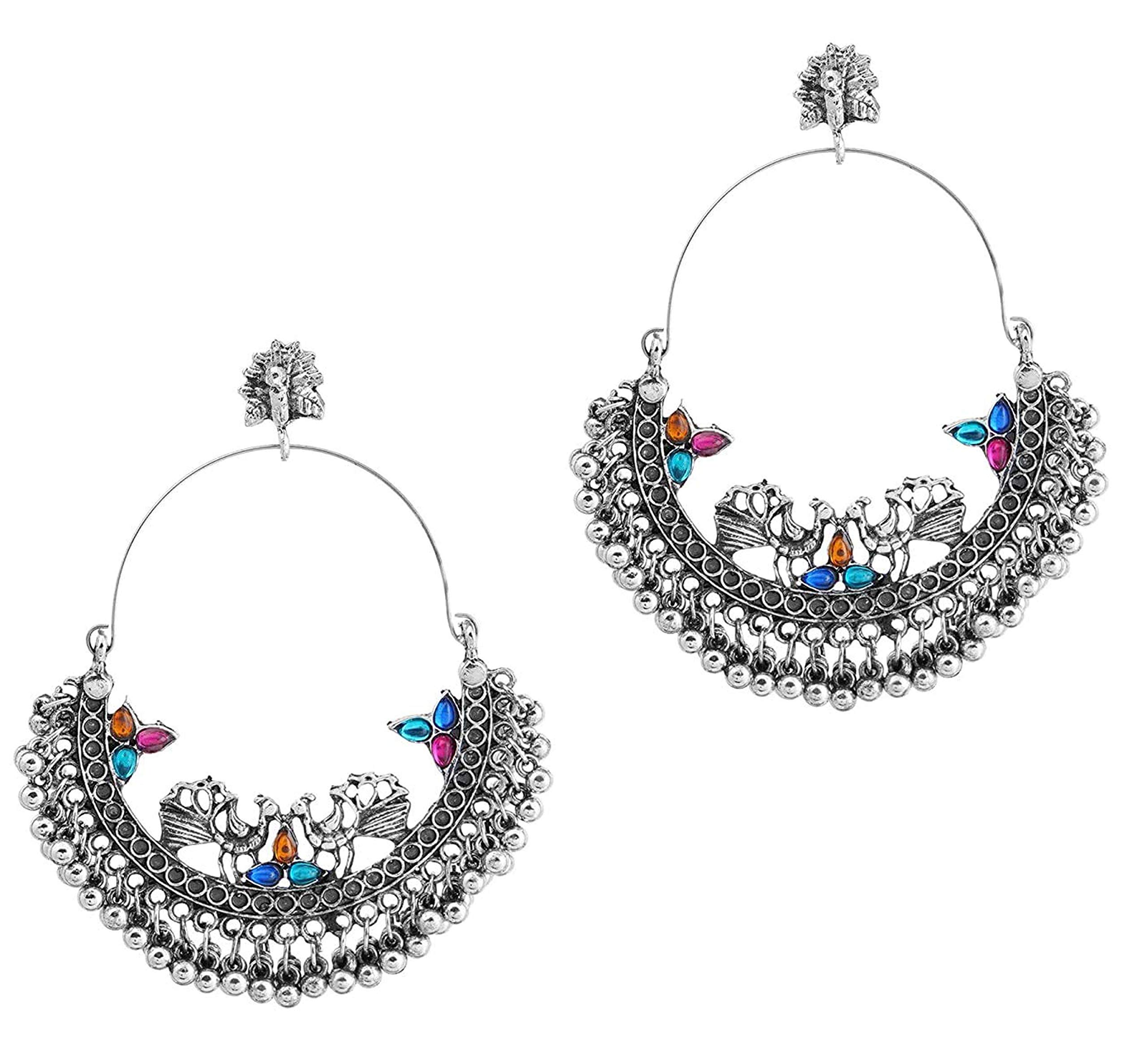 Paninaro Total Fashion Traditional German Silver Oxidized and Drop Earrings for Women, Multicolor (B08G4ZMCL4) Amazon Price History, Amazon Price Tracker